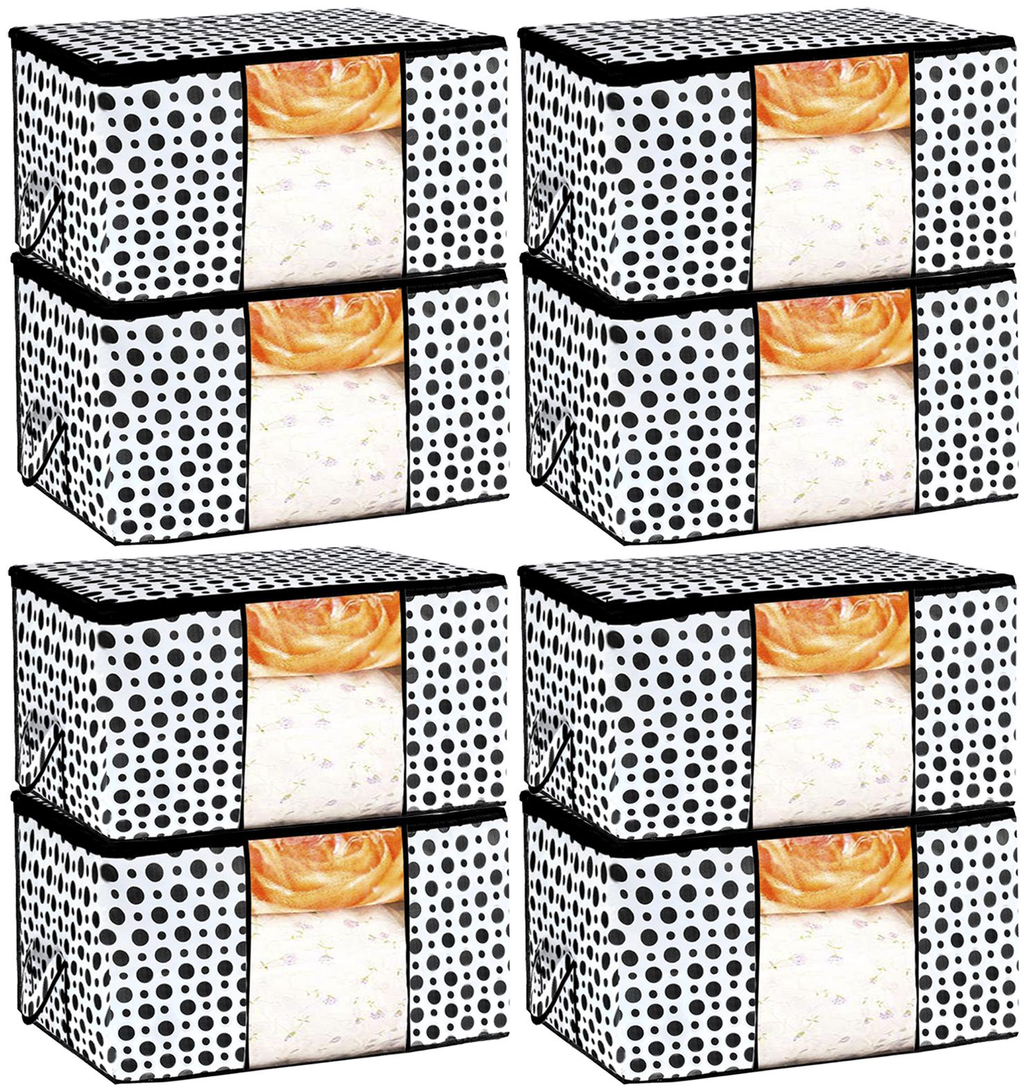 

Kuber Industries Polka Dots Design Non Woven 8 pcs Underbed Storage Bag Cloth Organiser Blanket Cover with Transparent Window (Black White) - CTHH17495