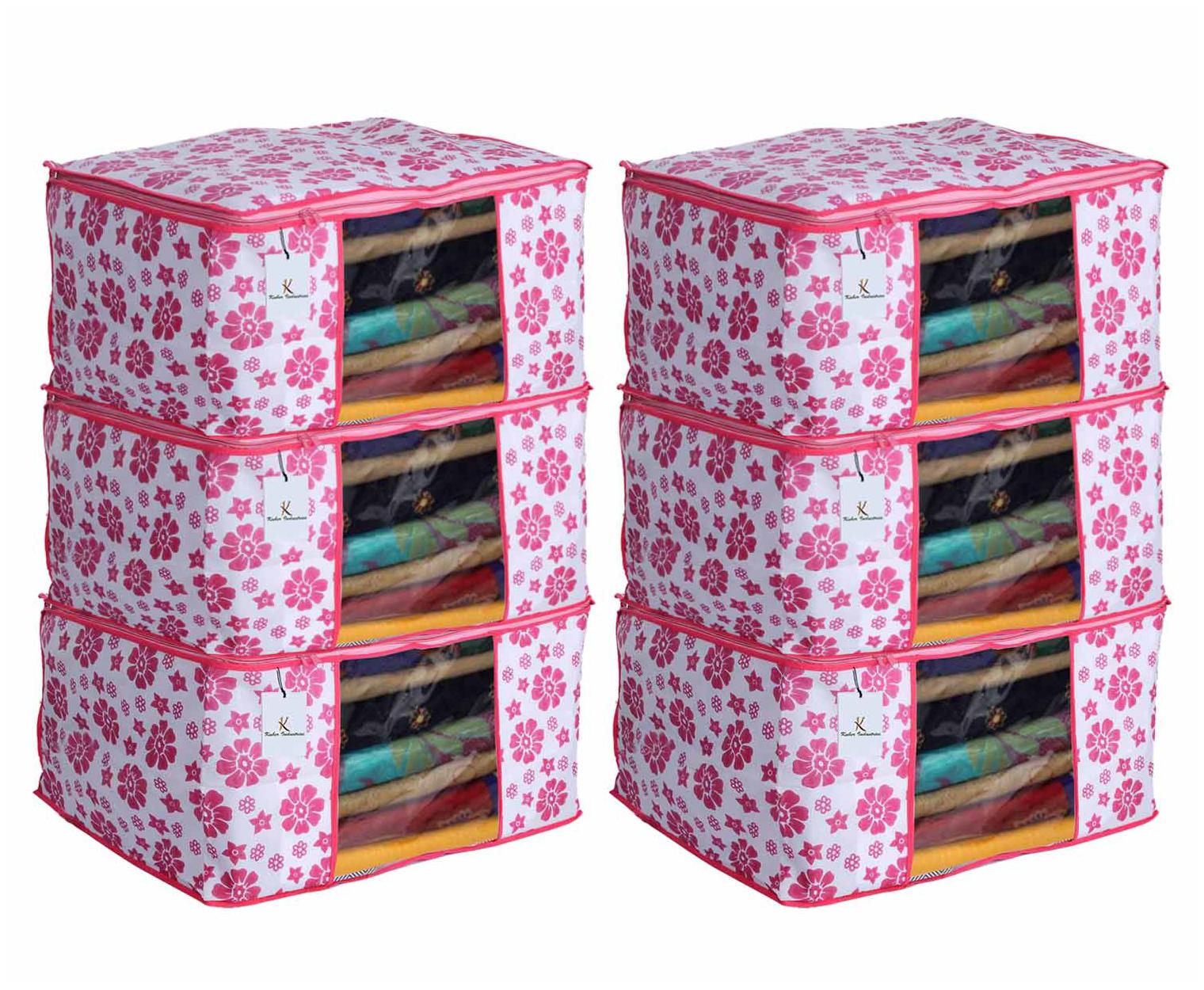 

Kuber Industries 6 pc Non Woven Saree Cover Set Pink Large Size CTHH11711