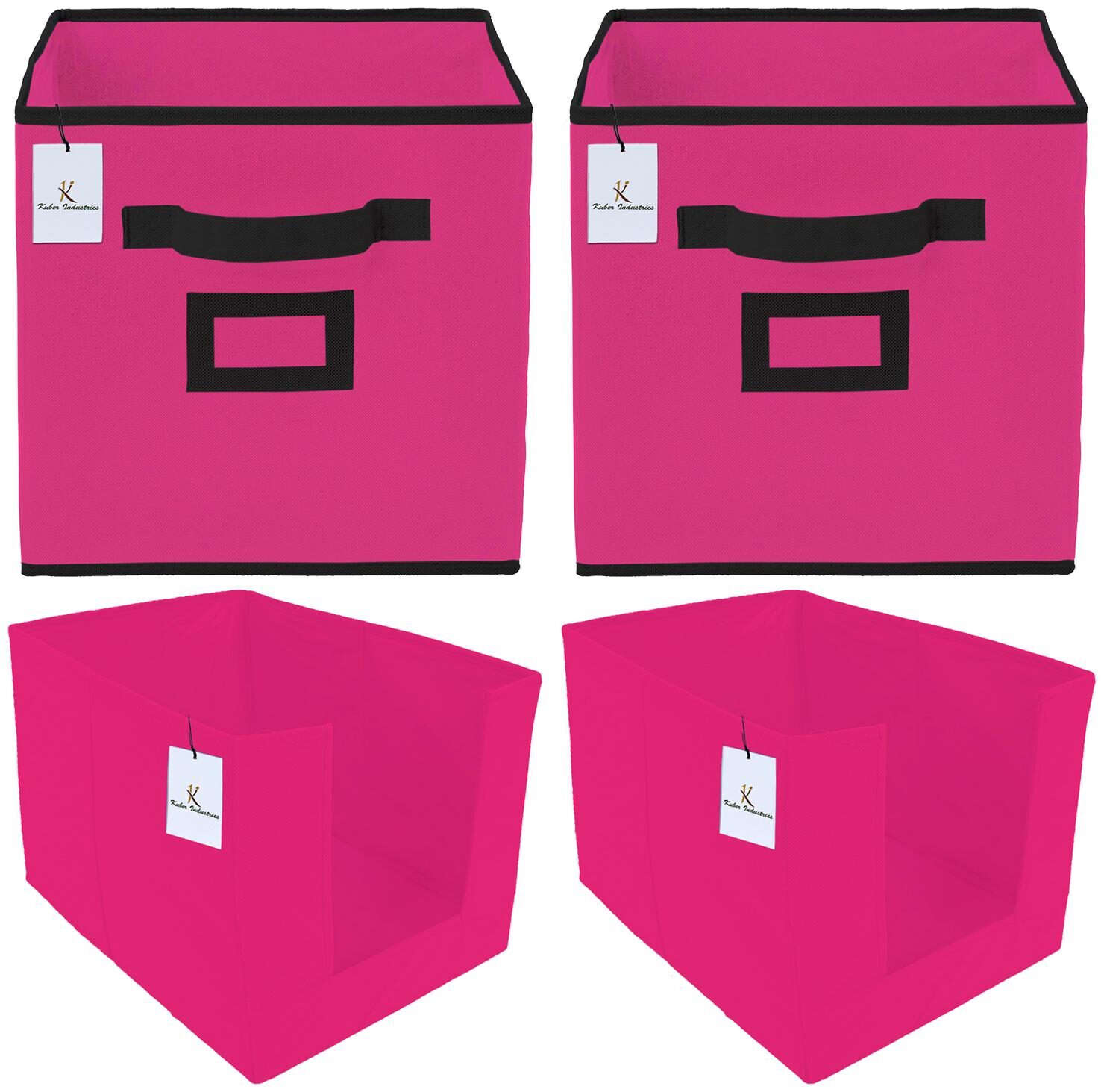 

Kuber Industries Non Woven 2 pc Shirt Stacker Wardrobe Organizer And 2 pc Small Foldable Storage Organiser Cubes Boxes (Pink) - CTHH17716