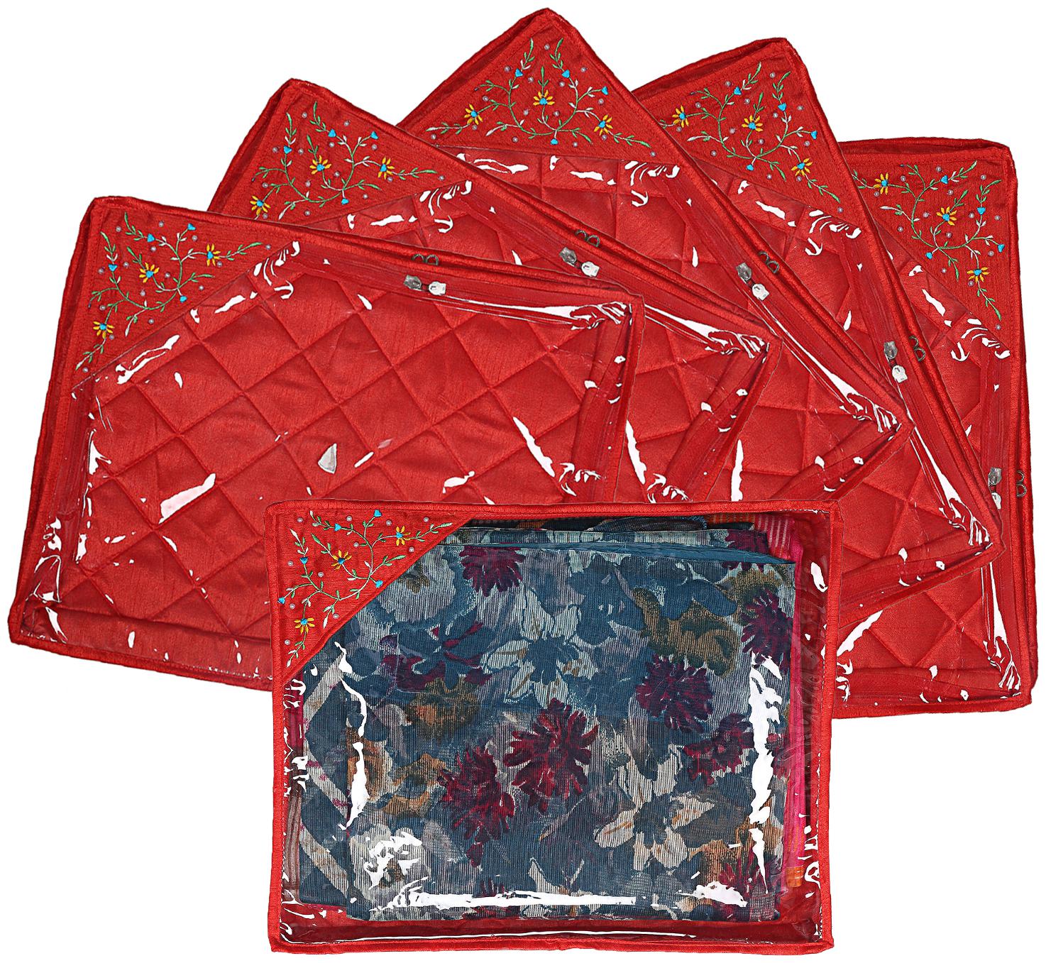 

Kuber Industries Silk 6 Pieces Single Packing Saree Cover (Red) -CTLTC10601 CTHH12074