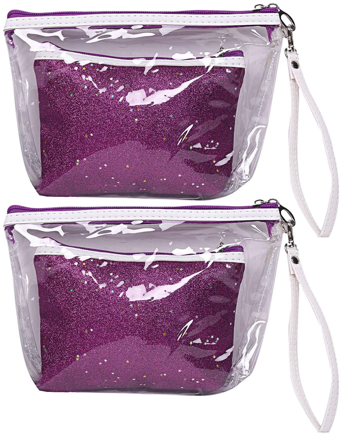

Kuber Industries 4 Pieces Waterproof Toiletries Make Up Pouch Organizer Travel Pouch Set Purple - CTHH13331