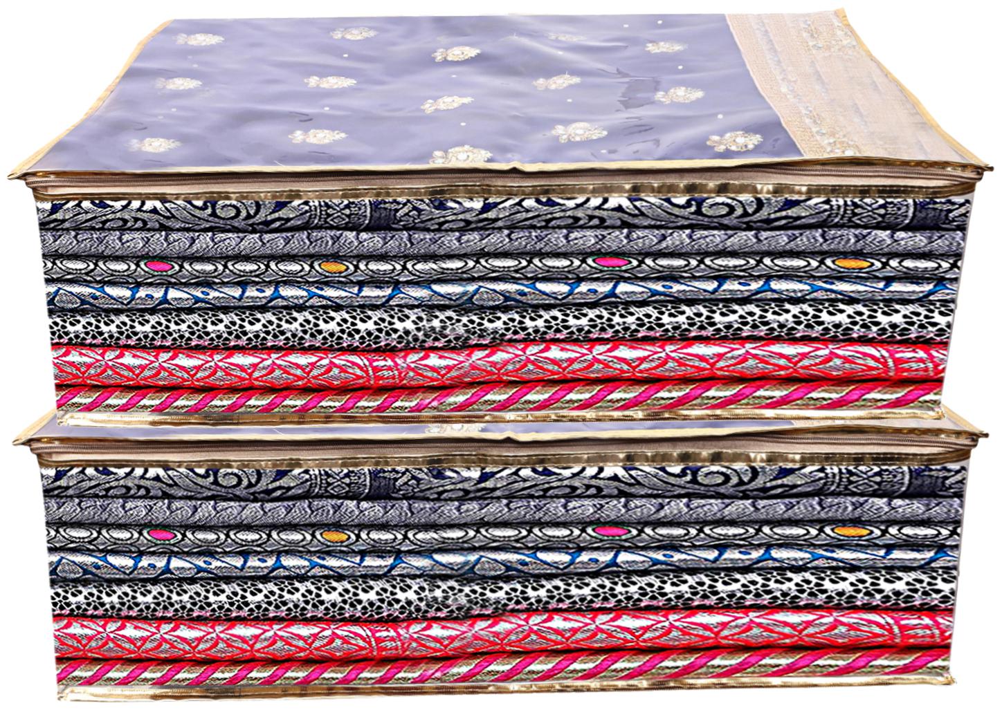 

Kuber Industries 2 Piece Polka Dots Large PVC Transparent Saree Cover Cloth Cover Lahenga Cover Storage Bag Extra Large (Gold) - CTHH13346