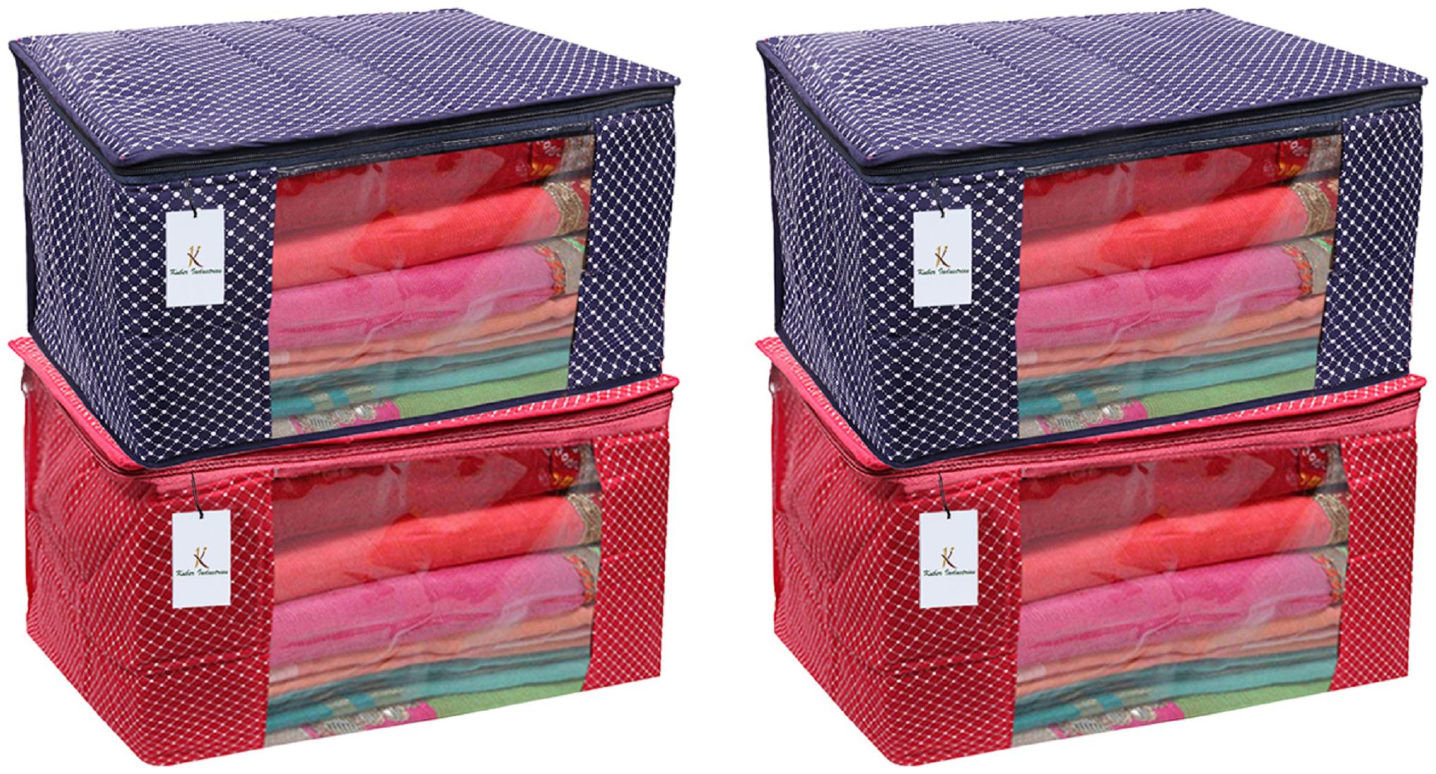 

Kuber Industries Cotton 4 Pieces Three Layer Quilted Extra Large Saree Cover (Maroon Blue Pink)- CTHH22071