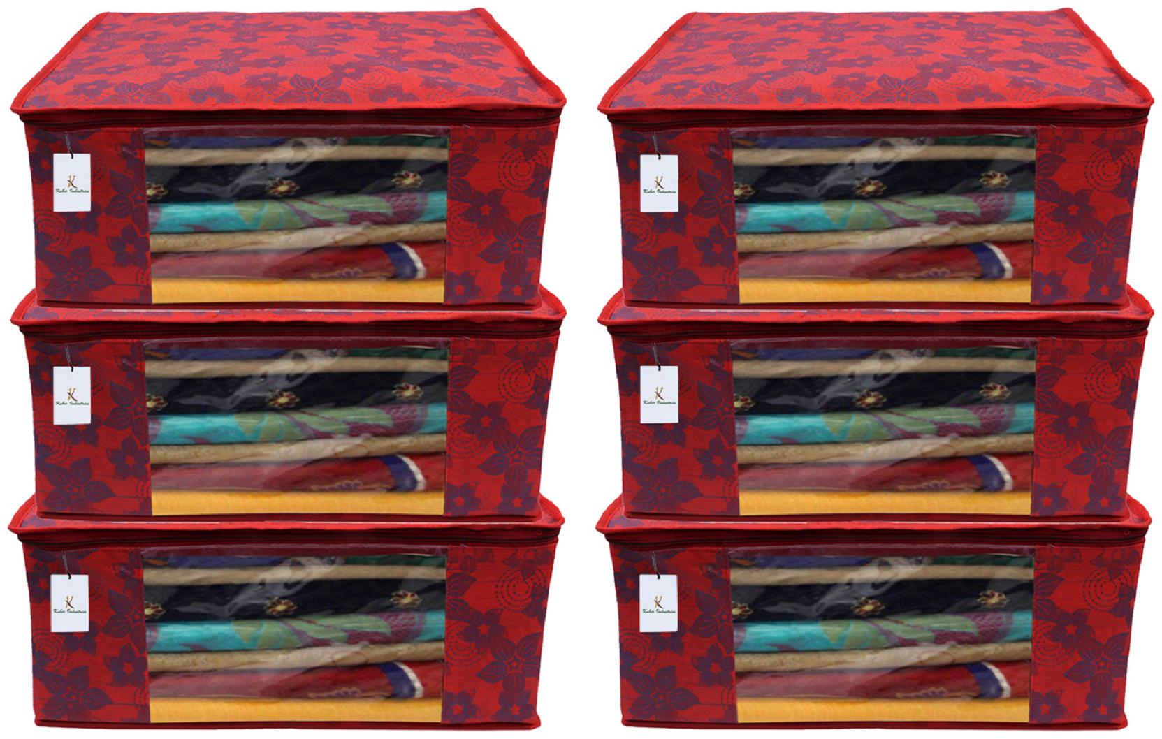 

Kuber Industries 6 pc Non Woven Saree Cover Set Red Large Size CTHH11572
