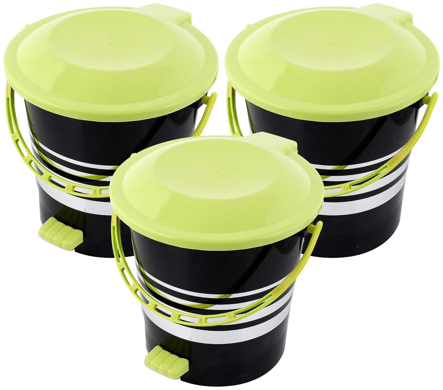 

Kuber Industries 3 pcs Plastic Dustbin Garbage Bin with Handle 5 L (Green) - CTHH17368