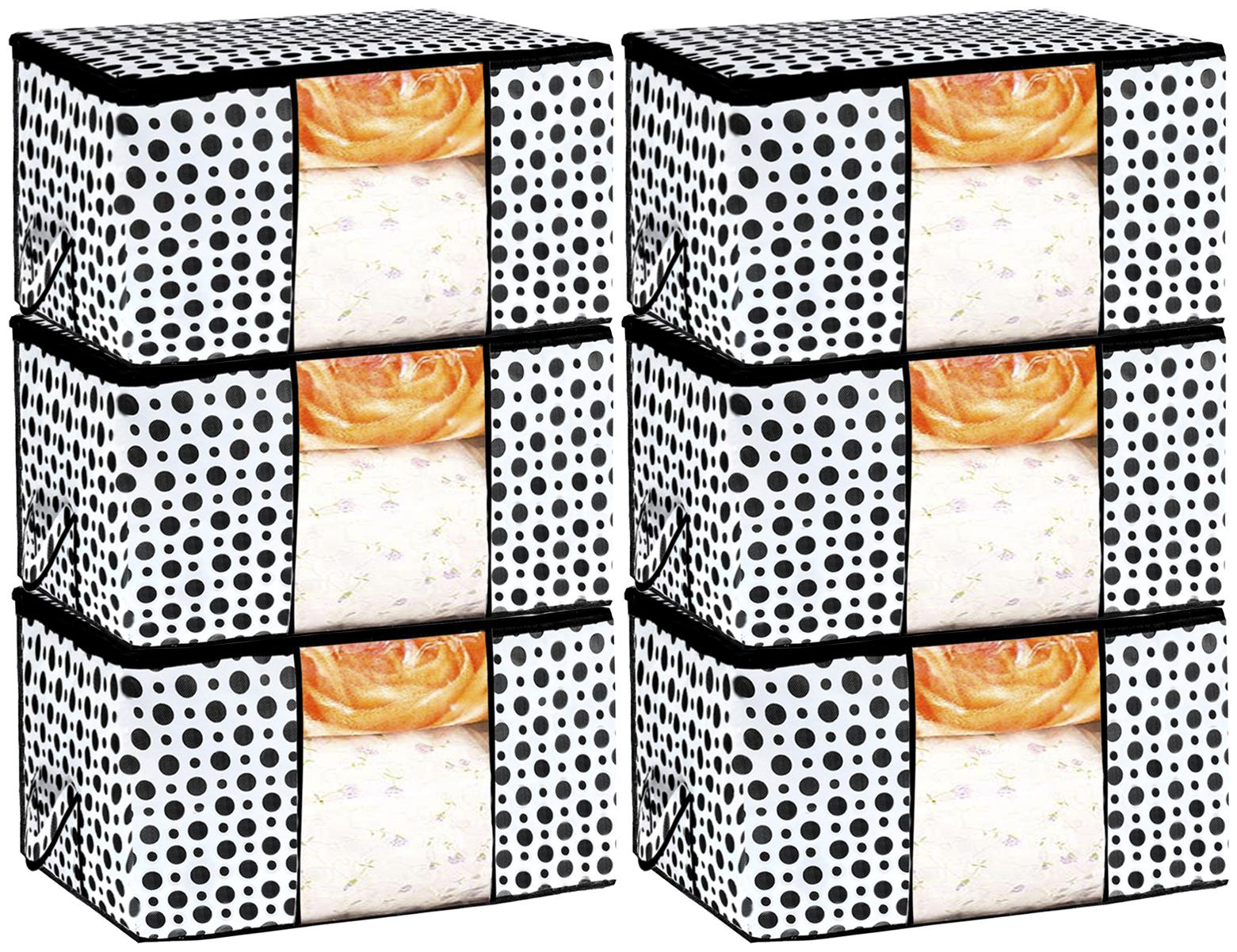 

Kuber Industries Polka Dots Design Non Woven 6 pcs Underbed Storage Bag Cloth Organiser Blanket Cover with Transparent Window (Black White) - CTHH17494