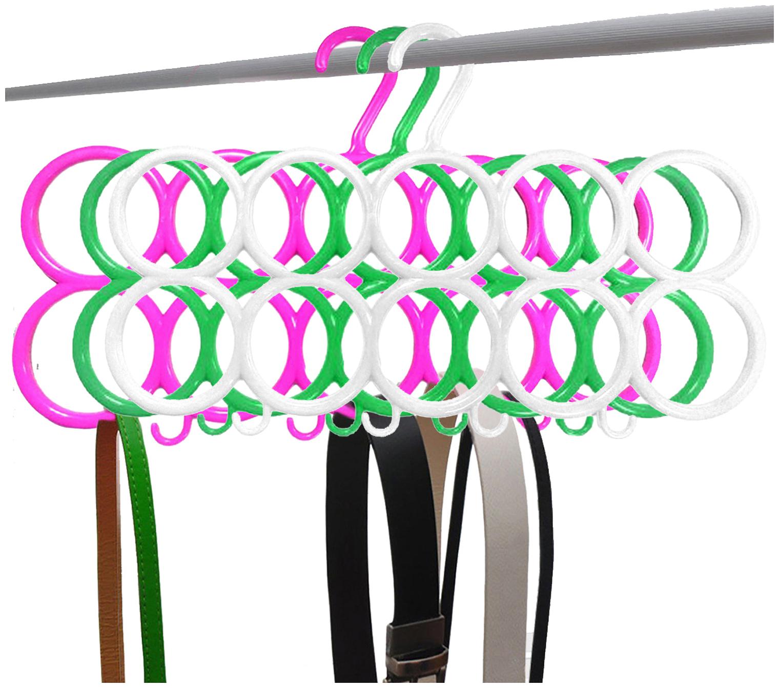 

Kuber Industries 10-Circle Plastic 3 Pieces Ring Hanger for Scarf Shawl Tie Belt Closet Accessory Wardrobe Organizer (MultiColor) - CTHH14516