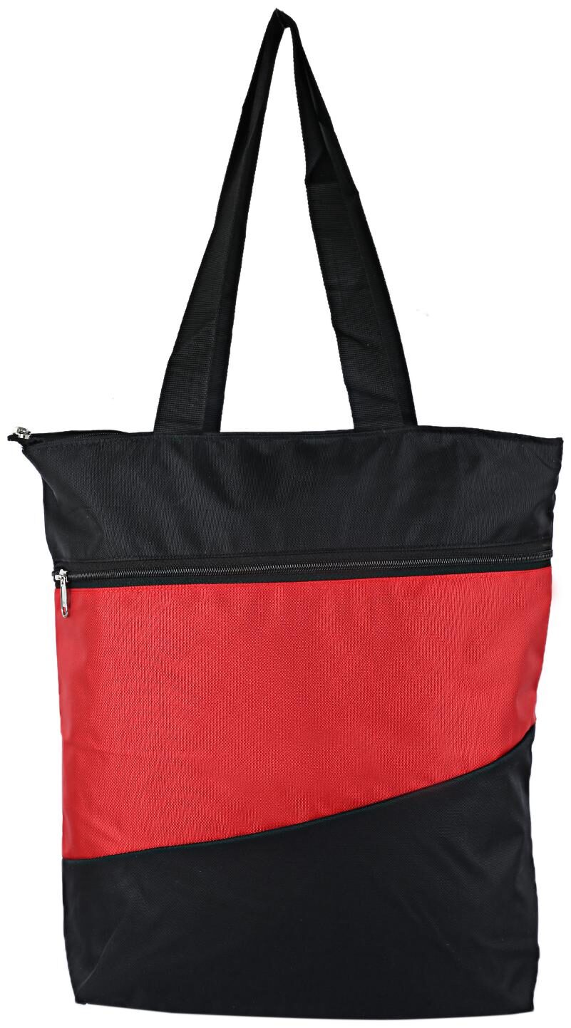 

Kuber Industries Rexene 1 pc Small Size Shopping Bag (Red Black)- CTHH10266