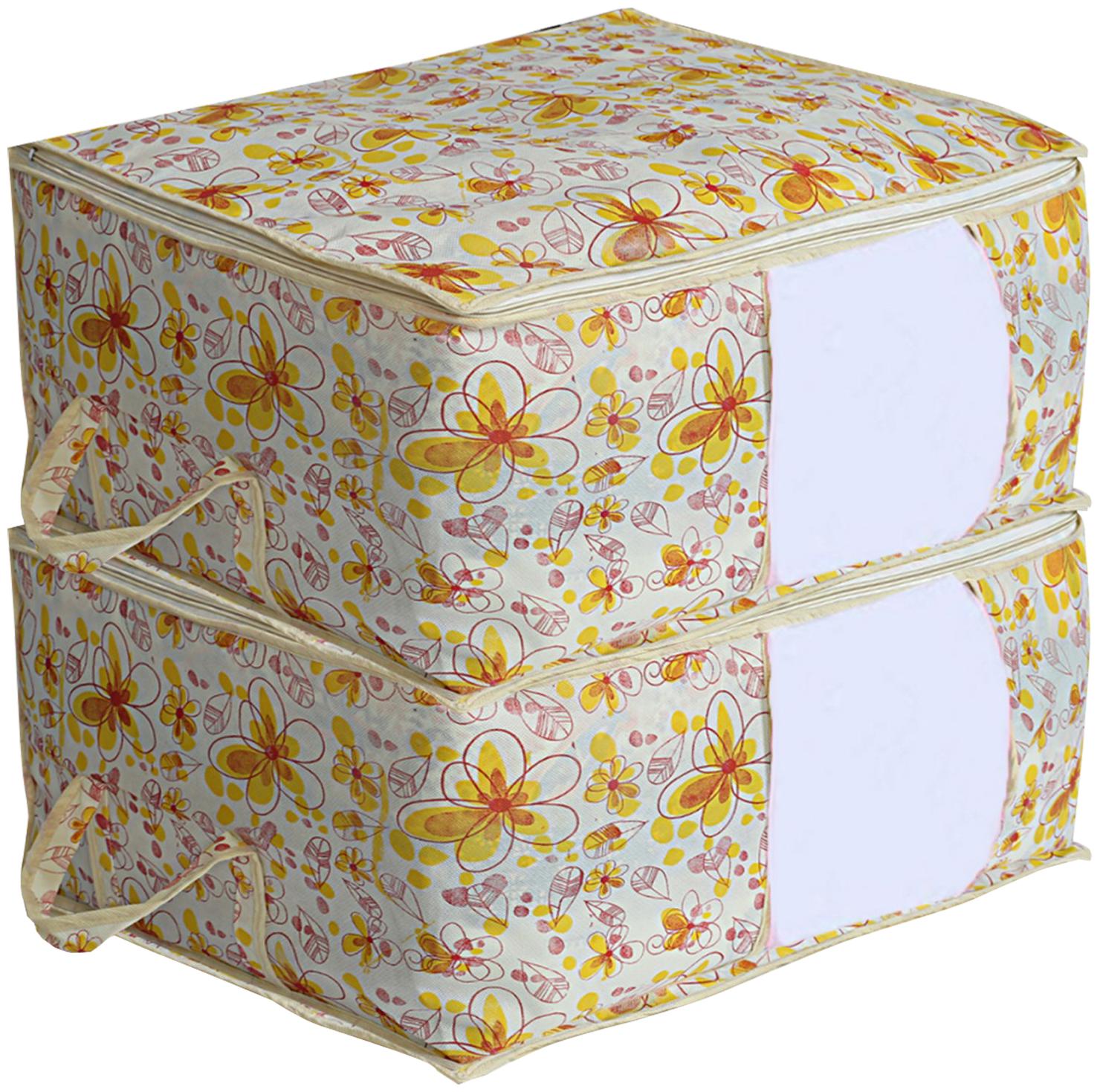 

Kuber Industries Non-Woven 2 pcs Underbed Storage Bag (Ivory Red) CTHH19102