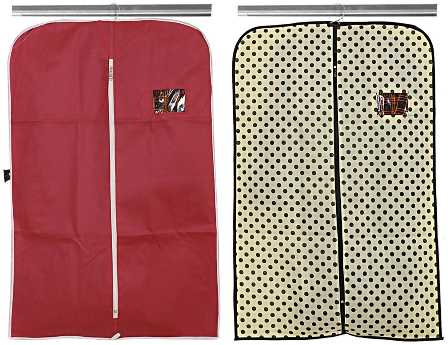 

Kuber Industries 2 pcs Non Woven Coat Blazer Cover (Maroon Cream) CTHH10161