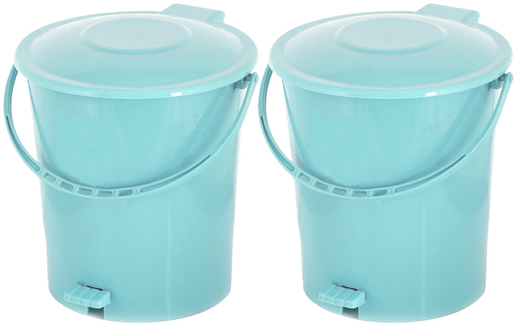 

Kuber Industries 2 pcs Plastic Dustbin Garbage Bin with Handle 10 L (Light Green) - CTHH16373