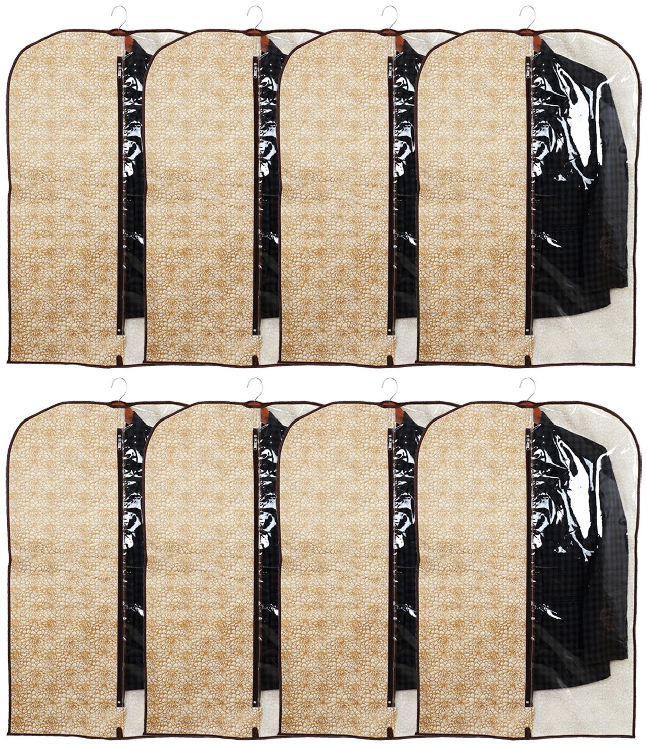 

Kuber Industries Metalic Printed 8 pcs Half Transparent Non Woven Men s Coat Blazer Cover (Golden Brown) - CTHH17540