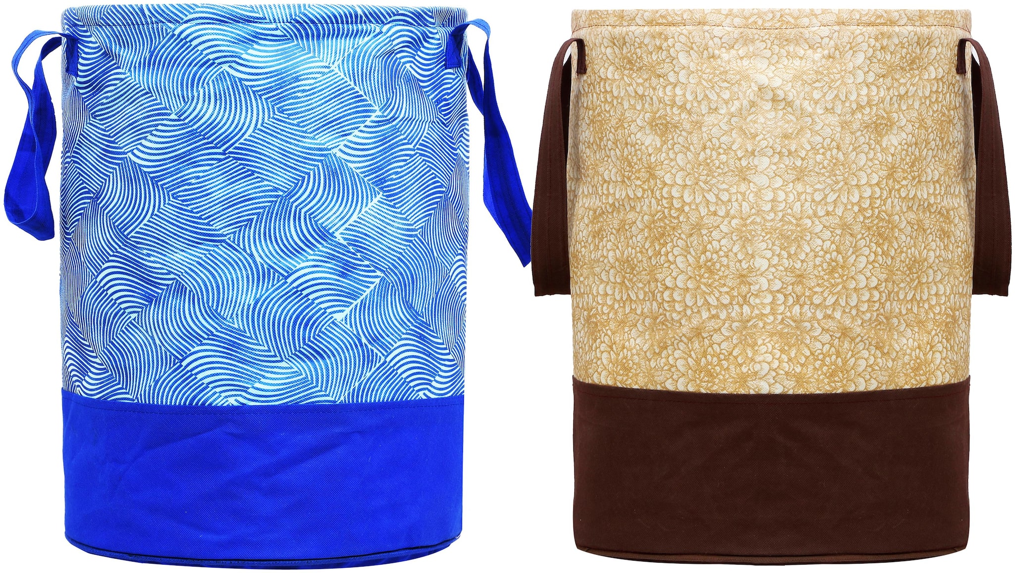 

Kuber Industries Fabric Brown Blue Laundry Basket ( Set of 2 )