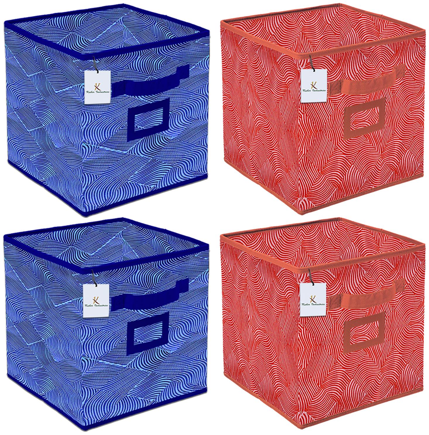

Kuber Industries Laheriya Design Non Woven 4 pcs Large Foldable Storage Organiser Cubes Boxes (Blue Orange) - CTHH17147