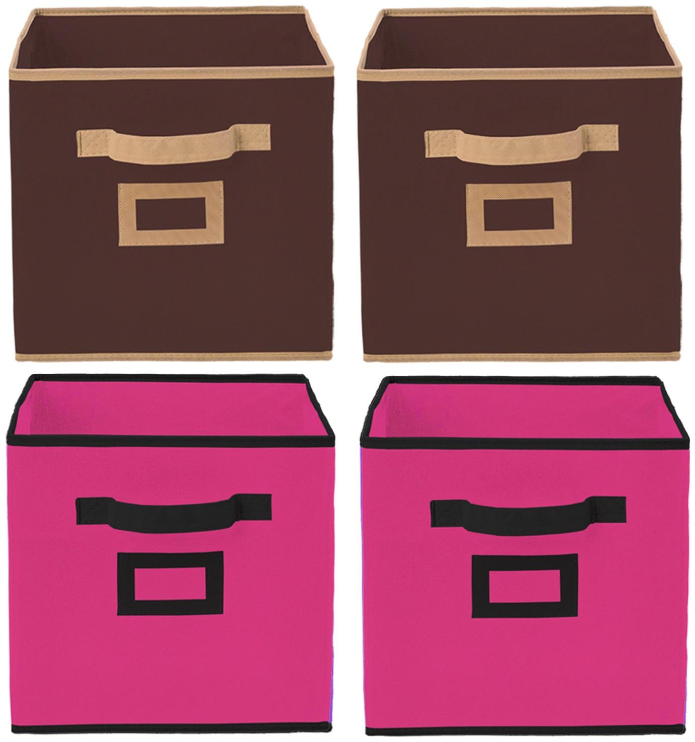 

Kuber Industries Non Woven 4 pcs Large Foldable Storage Organiser Cubes Boxes (Coffee Pink) - CTHH16993