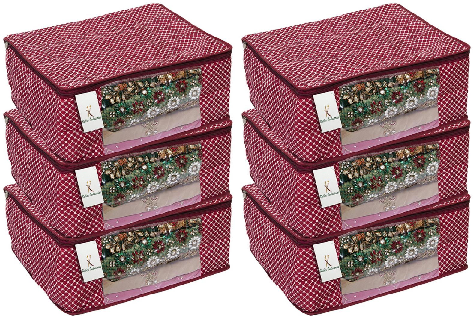 

Kuber Industries Cotton 6 Pcs Hathkadi Print Saree Cover (Maroon) CTHH11363
