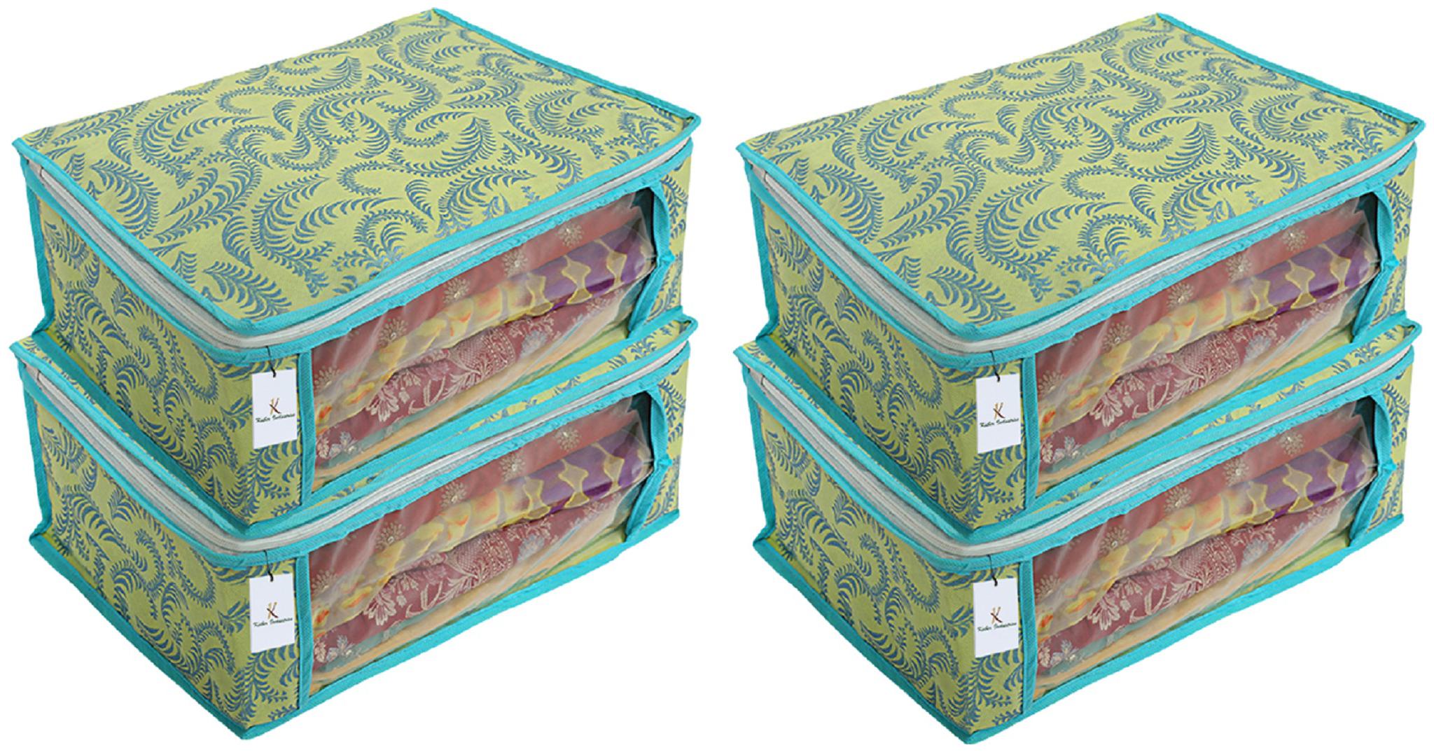 

Kuber Industries 4 Piece Non Woven Saree Cover Set Green 7 Inches Height CTHH11476