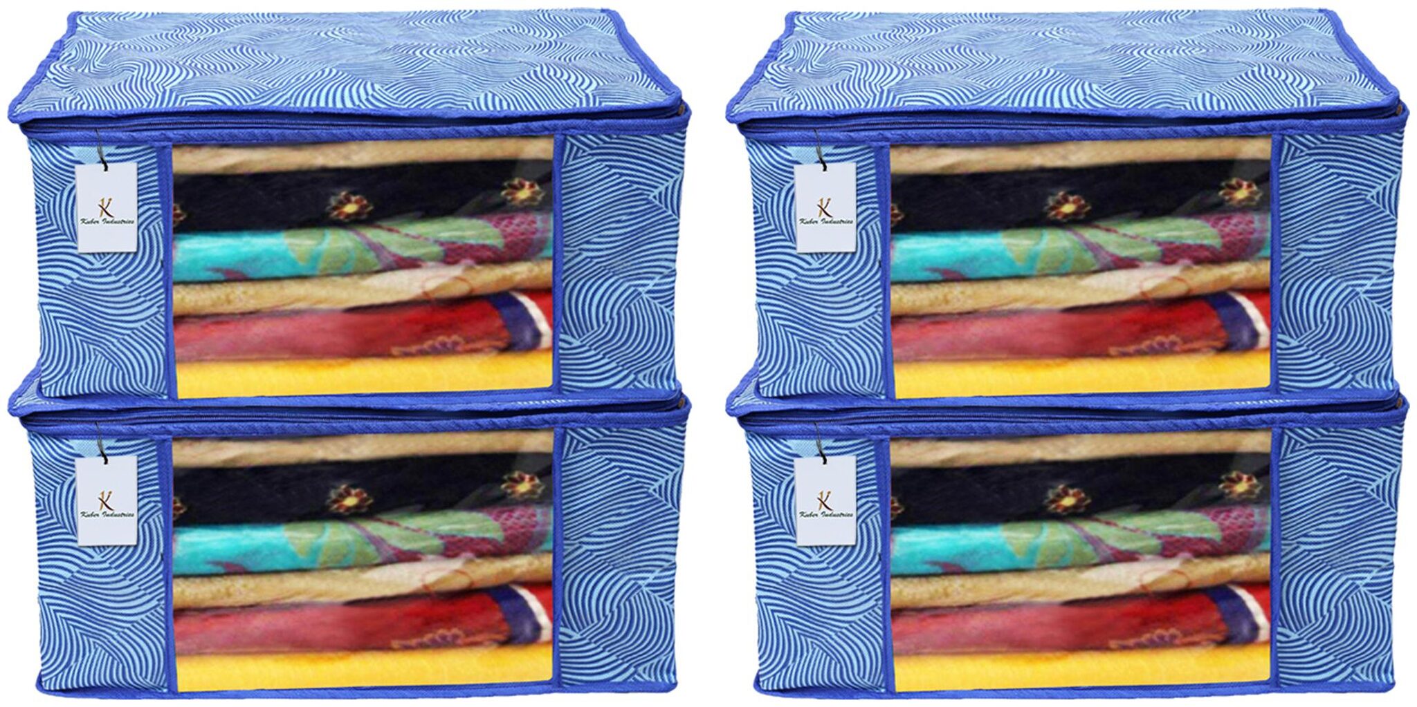 

Kuber Industries Leheriya Design 4 pc Non Woven Saree Cover Large Royal Blue - CTHH11947