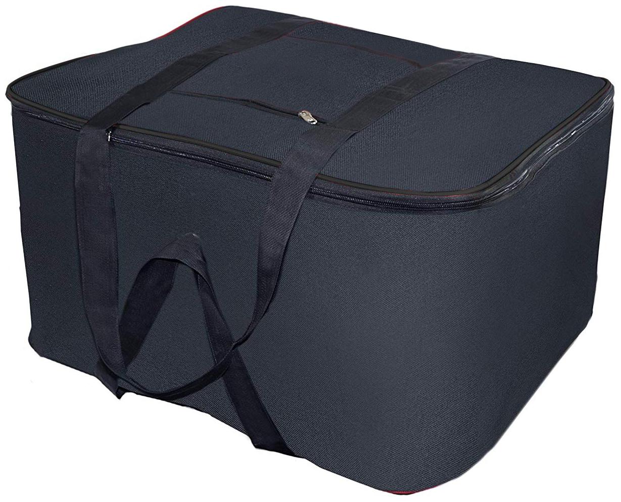 

Kuber Industries Rexine Jumbo Underbed Moisture Proof Storage Bag with Zipper Closure and Handle (Black) - CTHH11391