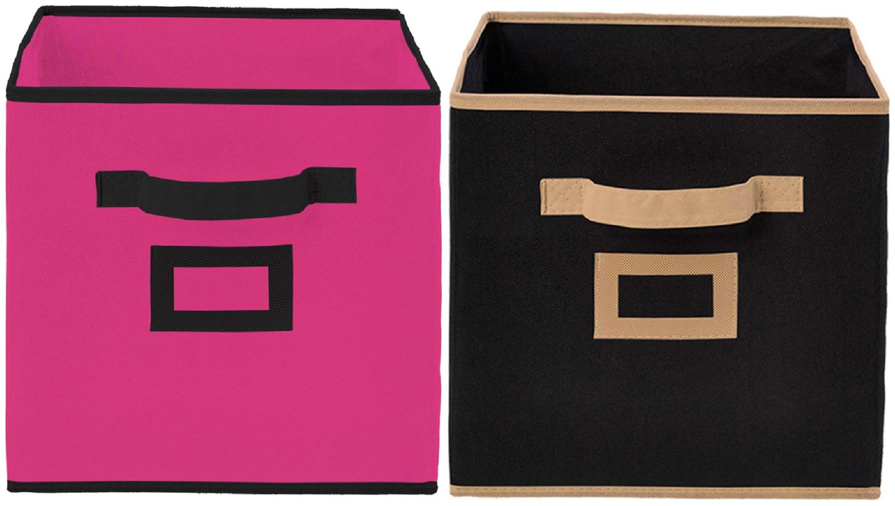 

Kuber Industries Non Woven 2 pcs Small Foldable Storage Organiser Cubes Boxes (Black Pink) - CTHH16882