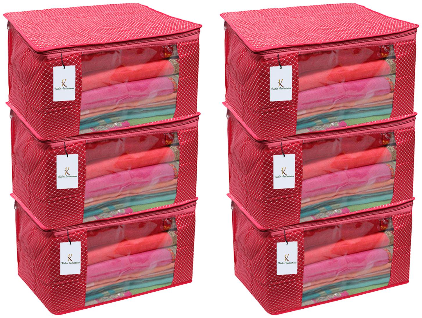 

Kuber Industries Cotton 6 Pieces Three Layer Quilted Extra Large Saree Cover (Pink)- CTHH20077