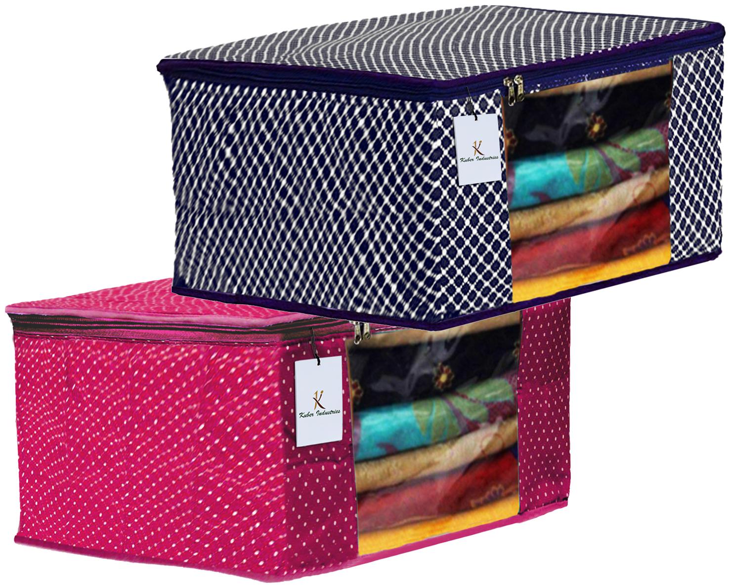 

Kuber Industries Polka Dots 2 pcs Cotton 3 Layered Quilted Saree Cover (Rani Blue) - CTHH14859