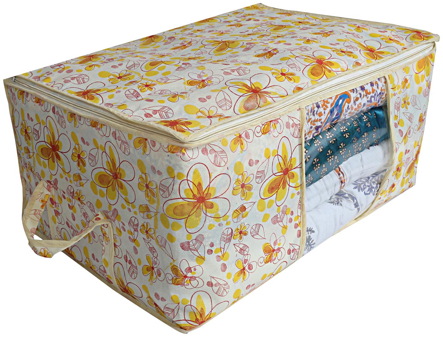 

Kuber Industries Non-Woven Underbed Storage Bag (Ivory Red) CTHH11445