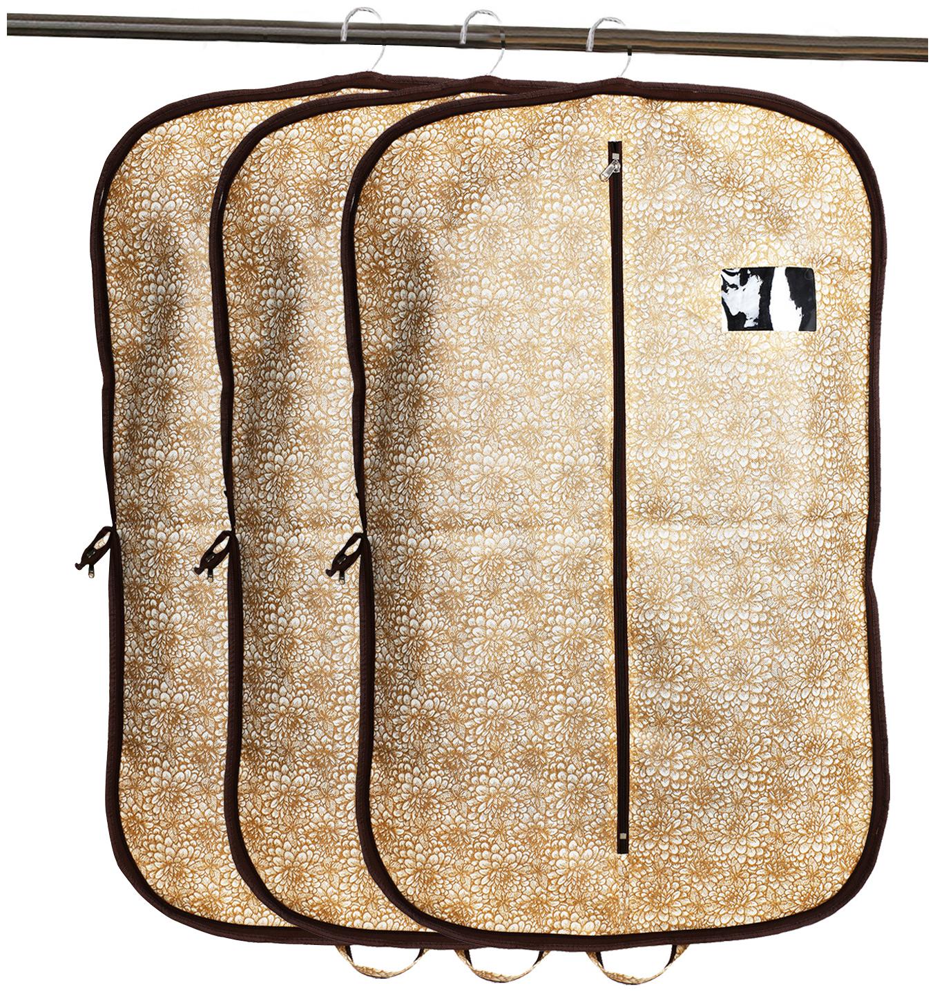

Kuber Industries Metalic Printed 3 pcs Foldable Non Woven Men s Coat Blazer Cover (Gold Brown) - CTHH17553