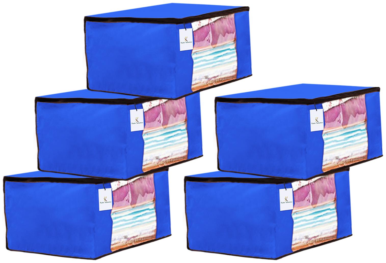 

Kuber Industries 5 Piece Non Woven Fabric Saree Cover Set with Transparent Window Extra Large Royal Blue CTHH14085