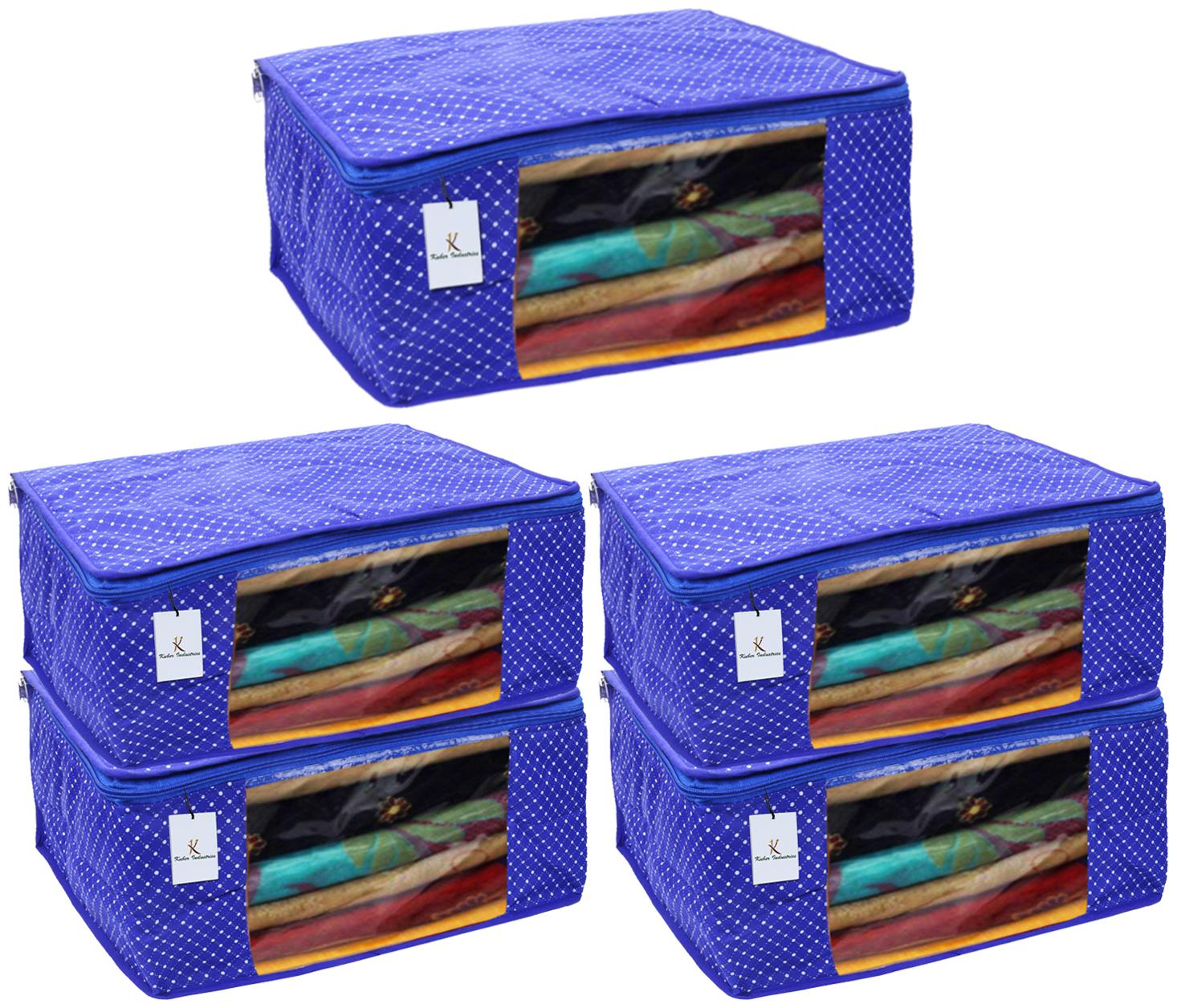 

Kuber Industries Polka Dots 5 Piece Cotton 3 Layered Quilted Saree Cover Blue- CTHH22265