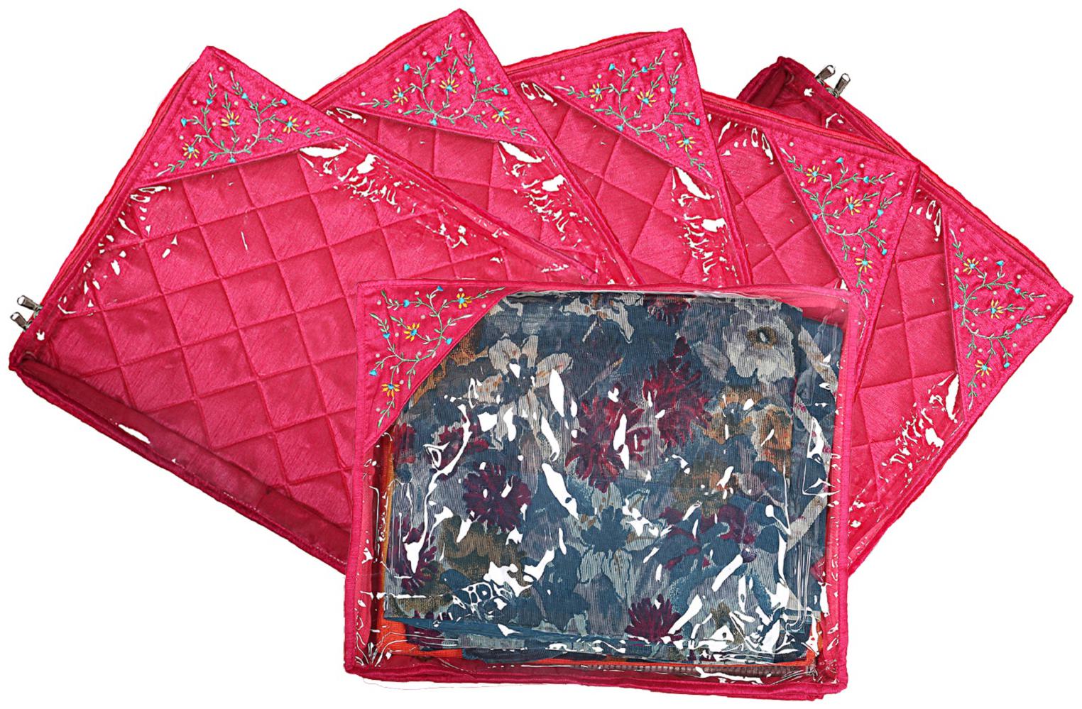 

Kuber Industries Silk 6 Pieces Single Packing Saree Cover (Pink) -CTLTC10613 CTHH12086