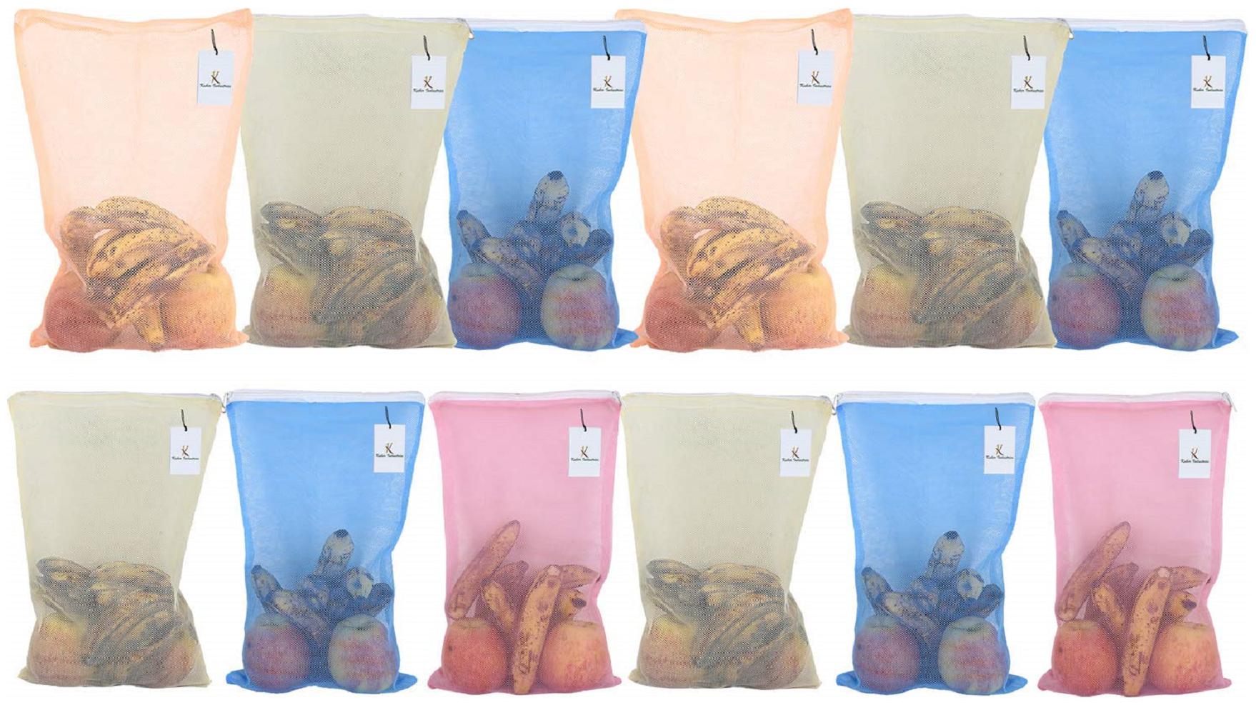 

Kuber Industries Plain Deisgn 24 pc Microfiber Reusable Mesh Fridge Bag CTHH11783
