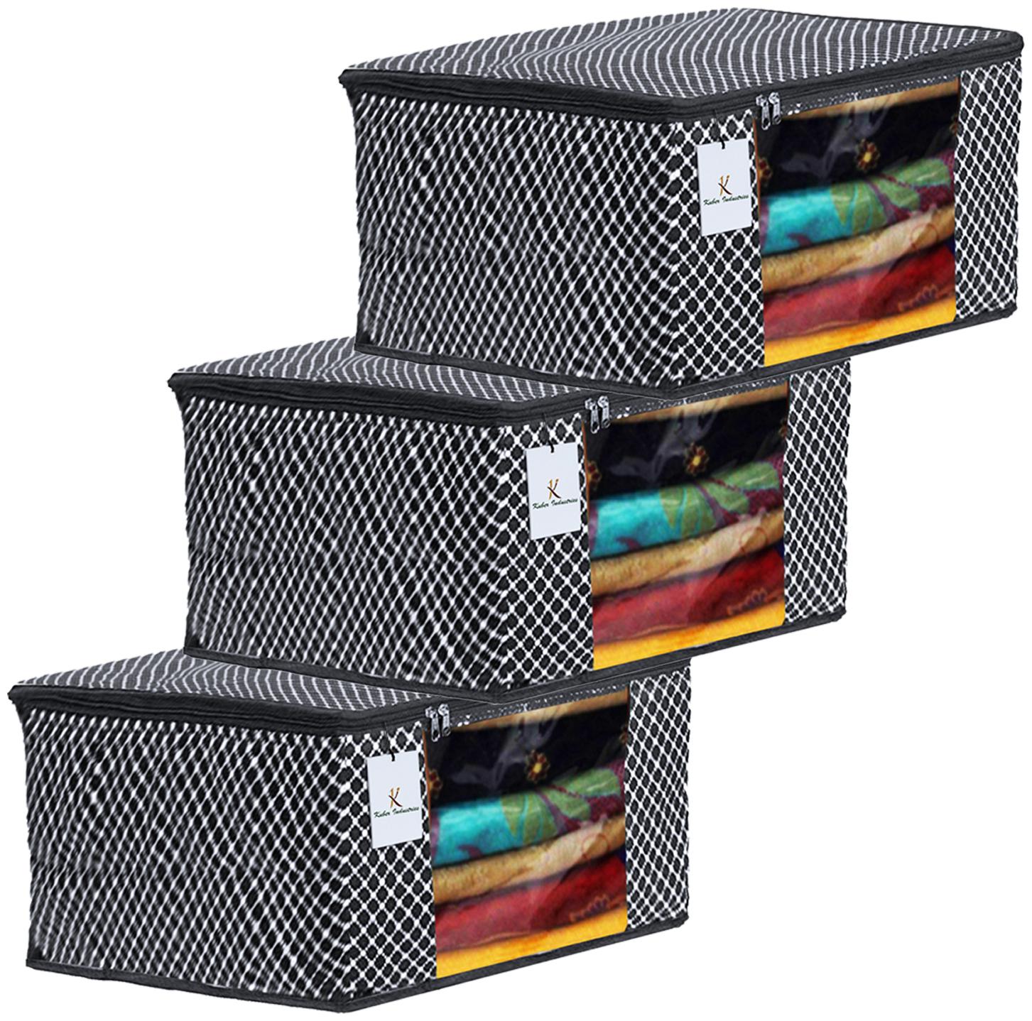 

Kuber Industries Polka Dots 3 pcs Cotton 3 Layered Quilted Saree Cover (Black) - CTHH14813