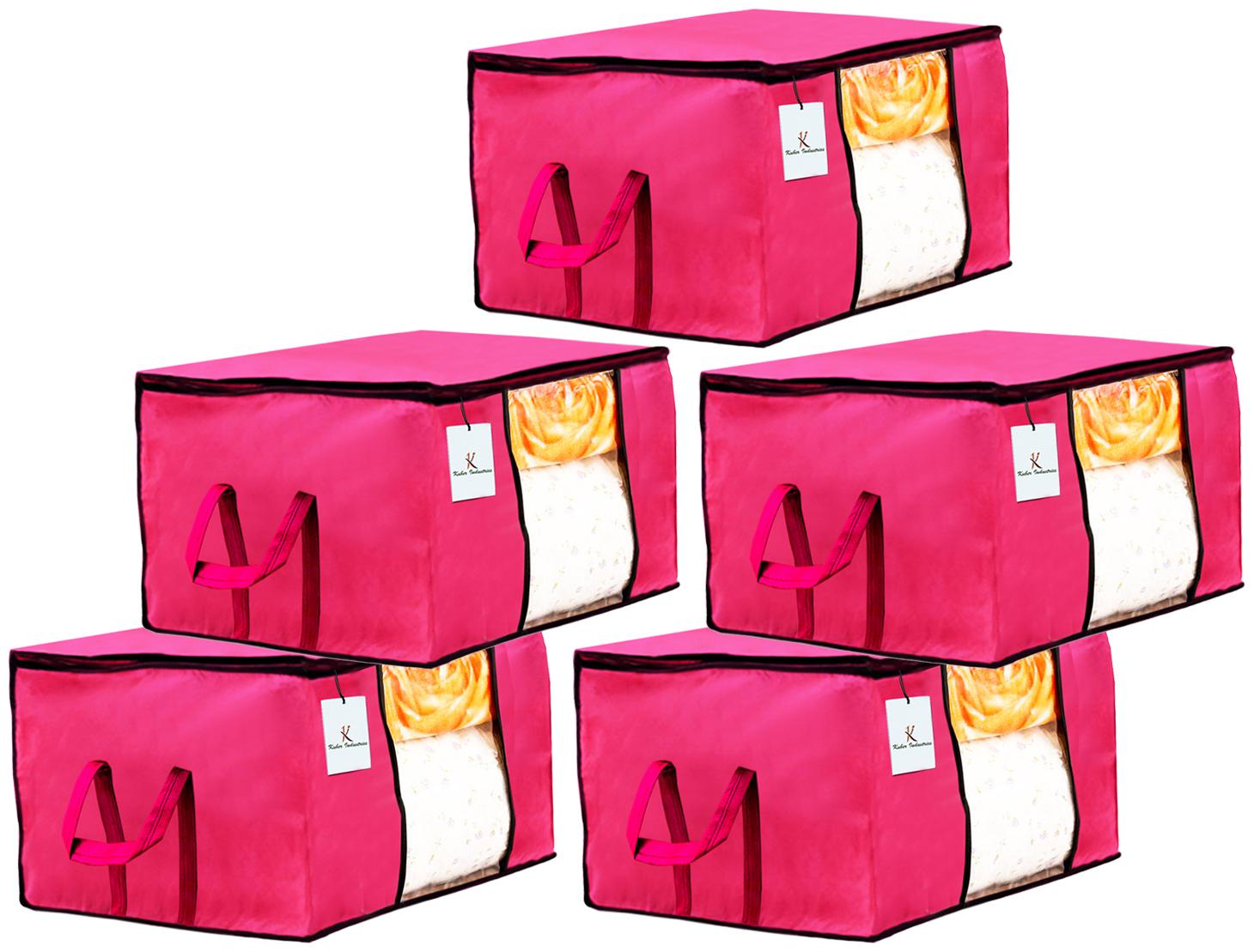 

Kuber Industries Underbed Storage Bag Storage Organiser Blanket Cover Set of 5 - Pink Extra Large Size CTHH14200