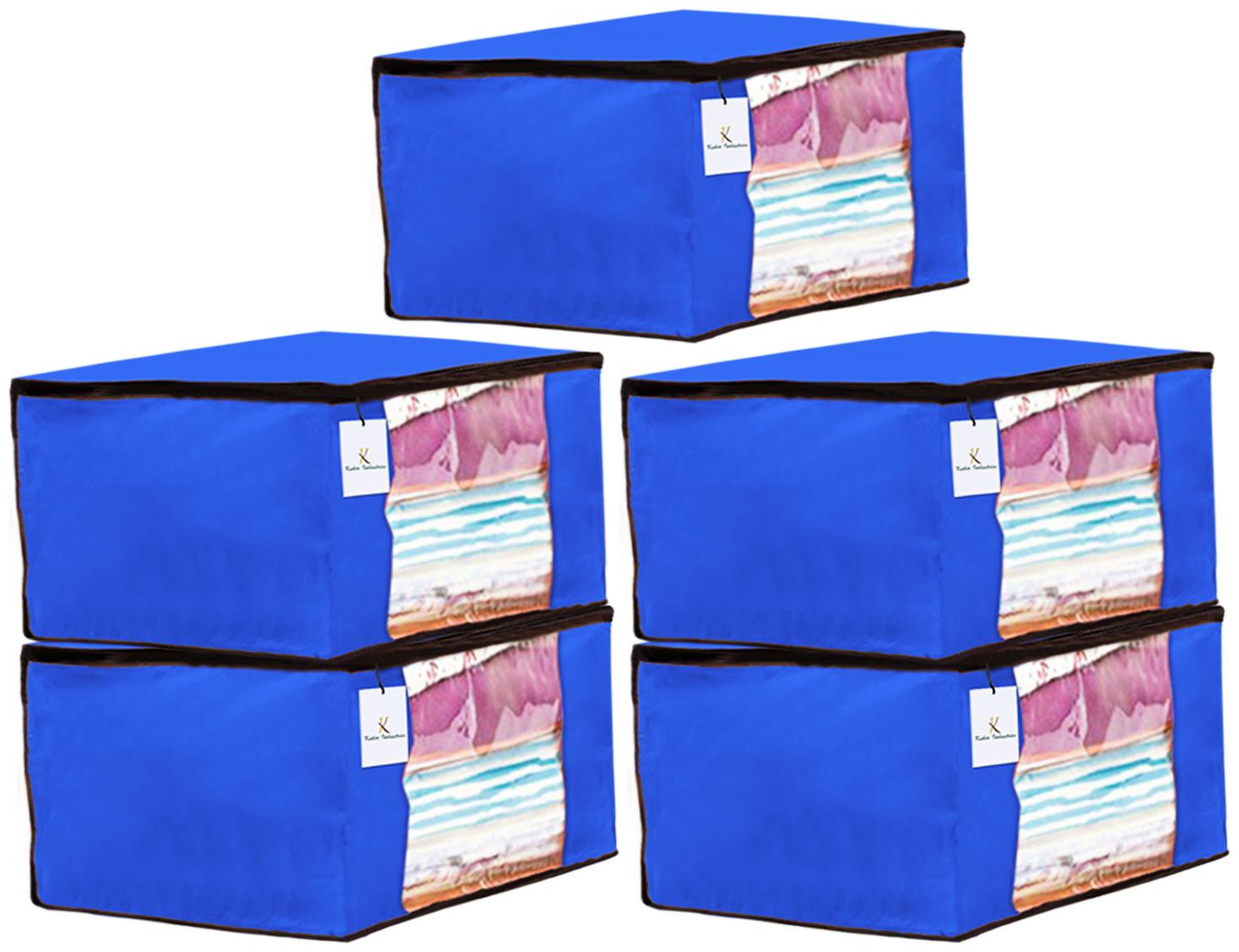 

Kuber Industries 5 Piece Non Woven Fabric Saree Cover Set with Transparent Window Extra Large Royal Blue CTHH14130