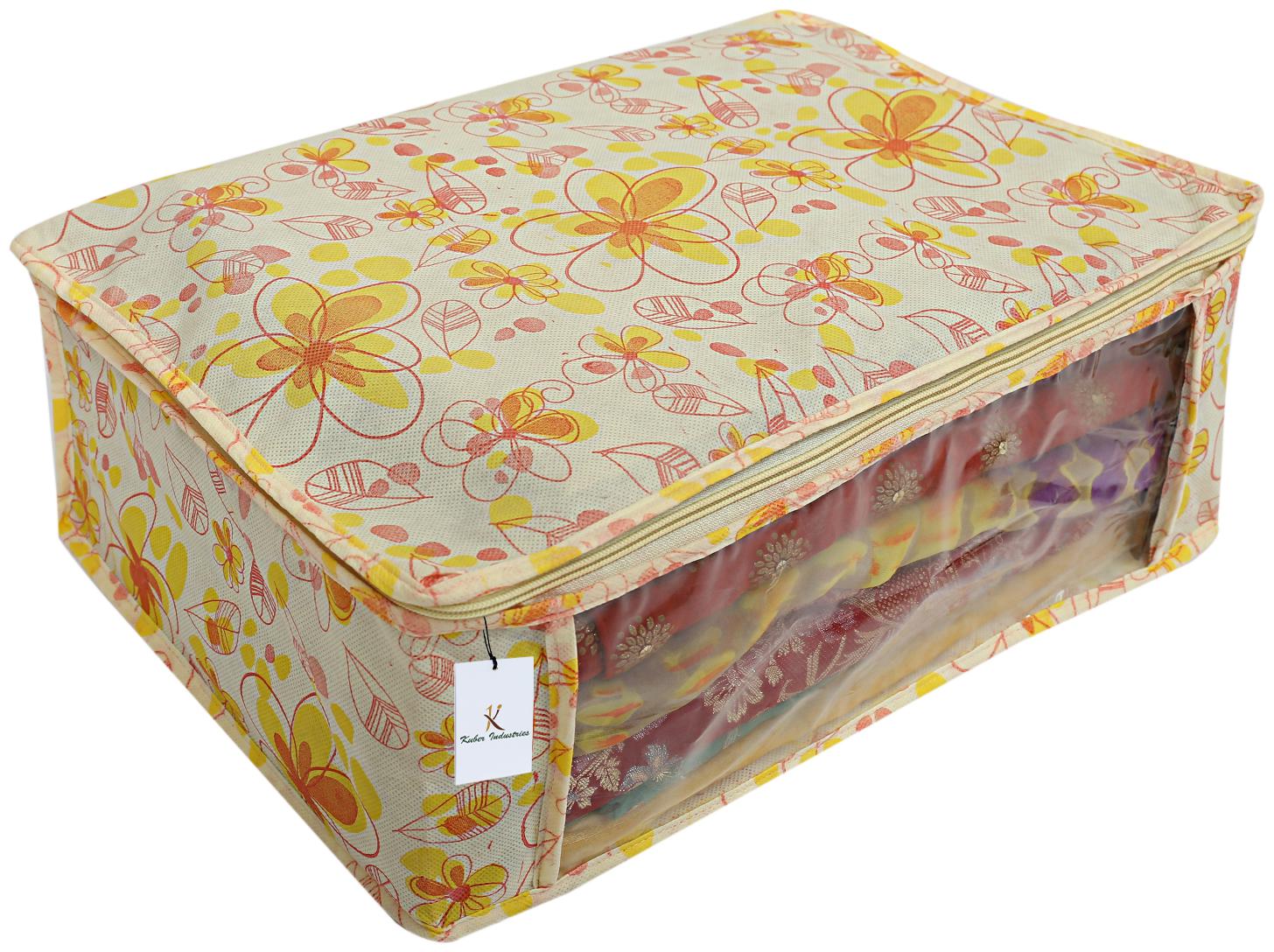 

Kuber Industries 1 Piece Non Woven Saree Cover Set Ivory Red 7 Inches Height CTHH11465