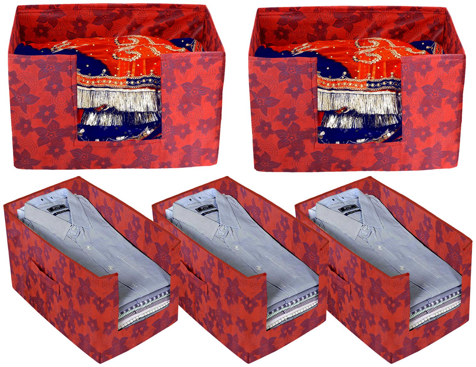 

Kuber Industries Metallic Printed Non Woven 3 pc Shirt Stacker And 2 pc Foldable Rectangle Cloth Saree Stacker Cloth Wardrobe Organizer Wardrobe Organizer (Red) - CTHH17617