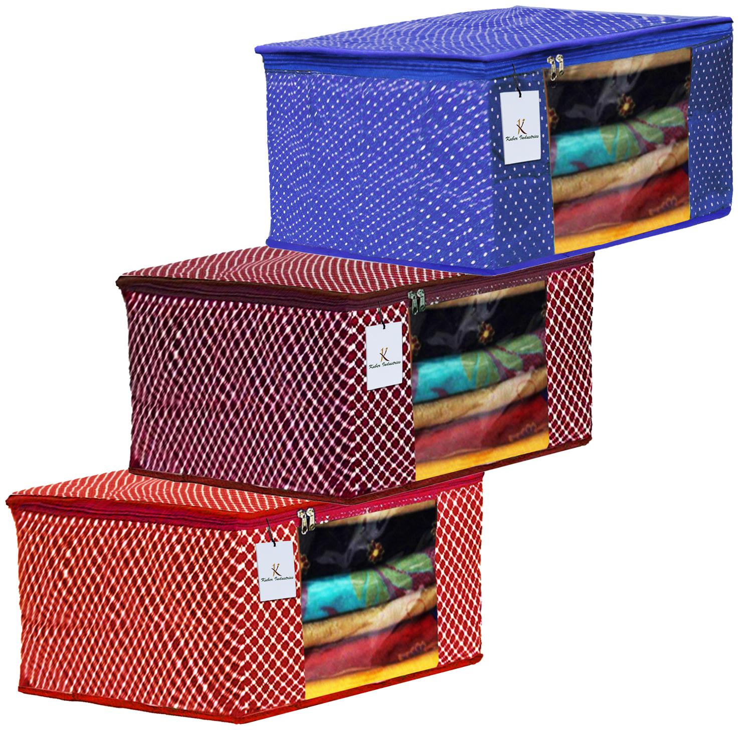 

Kuber Industries Polka Dots 3 pcs Cotton 3 Layered Quilted Saree Cover (Red Maroon Royal Blue) - CTHH14937