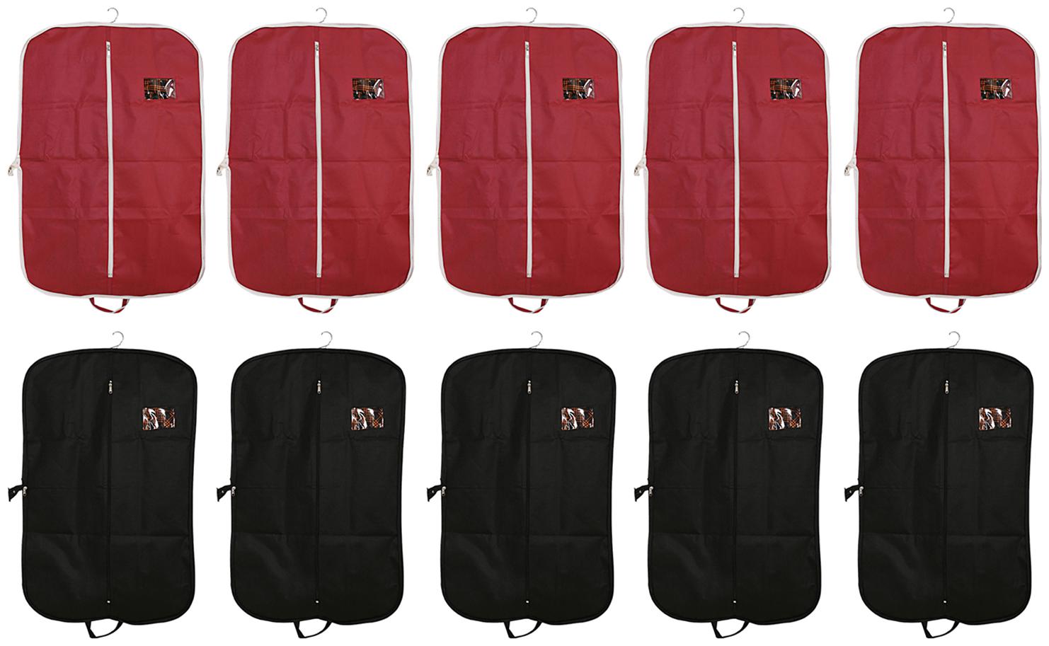 

Kuber Industries 10 pcs Foldable Non Woven Coat Blazer Cover (Black Maroon) CTHH10131