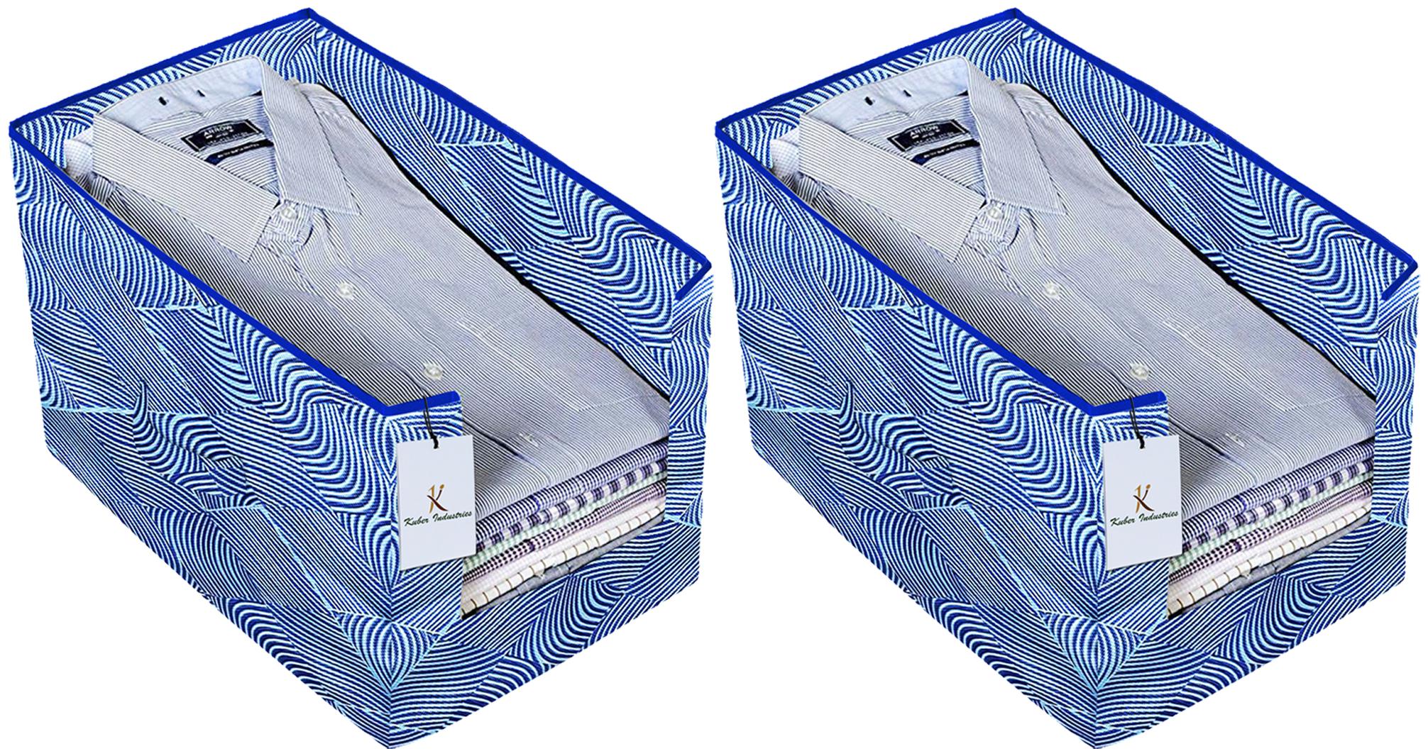 

Kuber Industries Laheriya Printed 2 pc Non Woven Shirt Stacker Wardrobe Organizer Set (Blue) - CTHH16814
