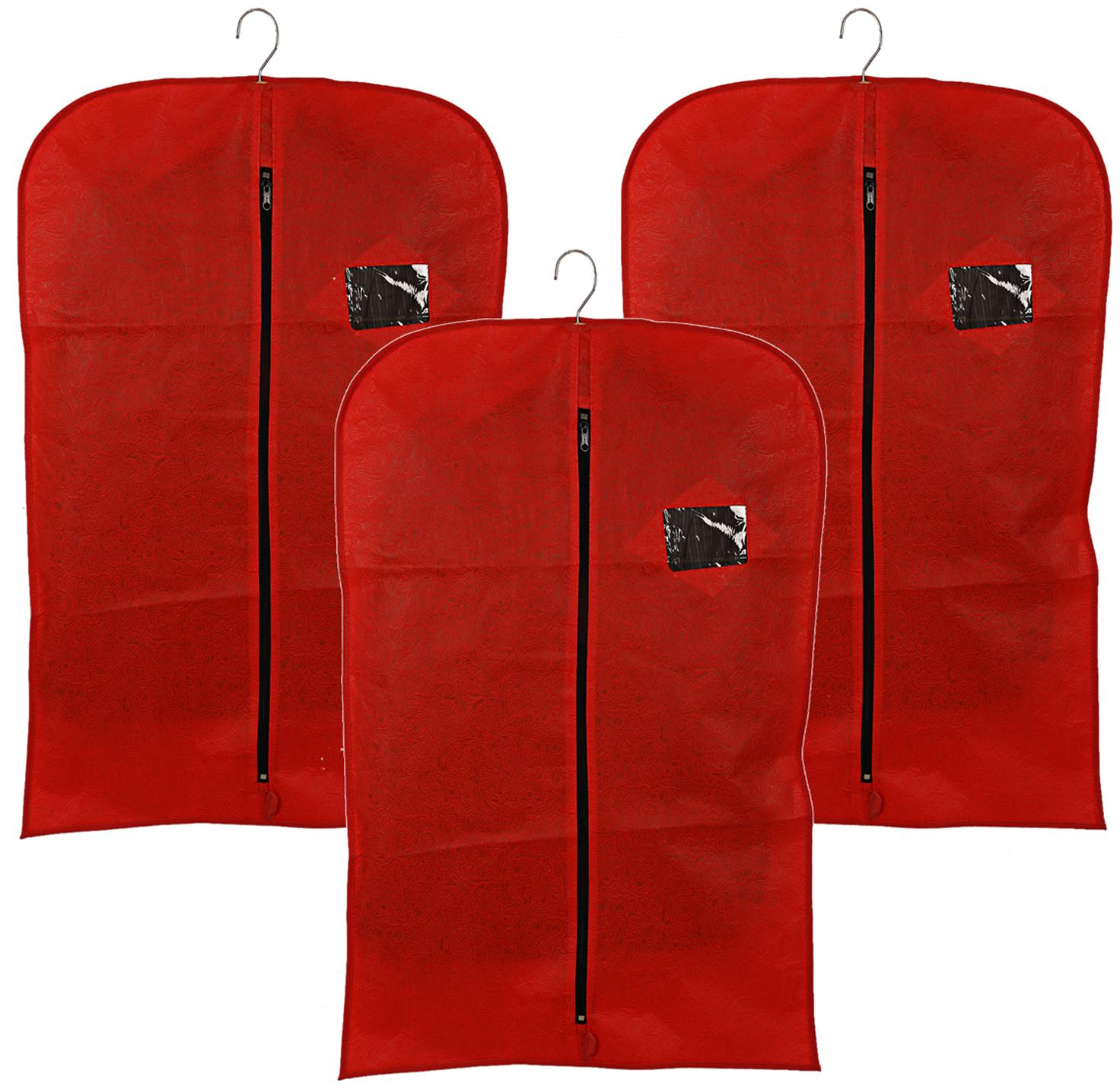 

Kuber Industries Non woven 3 pcs Men s Coat Blazer Cover (Red) - CTHH10800