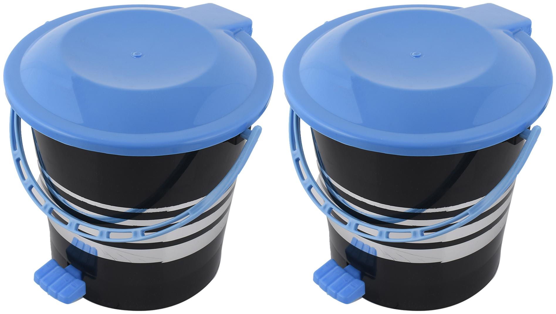 

Kuber Industries 2 pcs Plastic Dustbin Garbage Bin with Handle 5 L (Blue) - CTHH17360