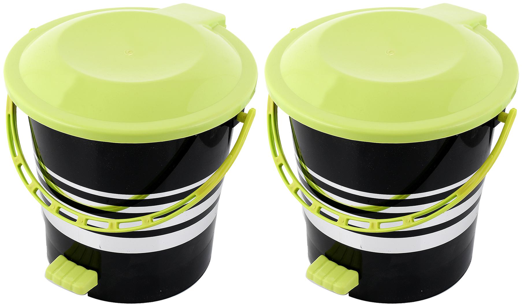 

Kuber Industries 2 pcs Plastic Dustbin Garbage Bin with Handle 5 L (Green) - CTHH17366