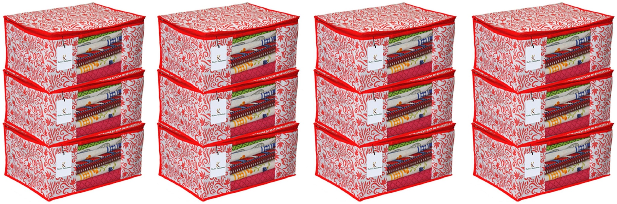 

Kuber Industries 12 pcs Non-Woven Extra Large Saree Cover (Red)- CTHH11562