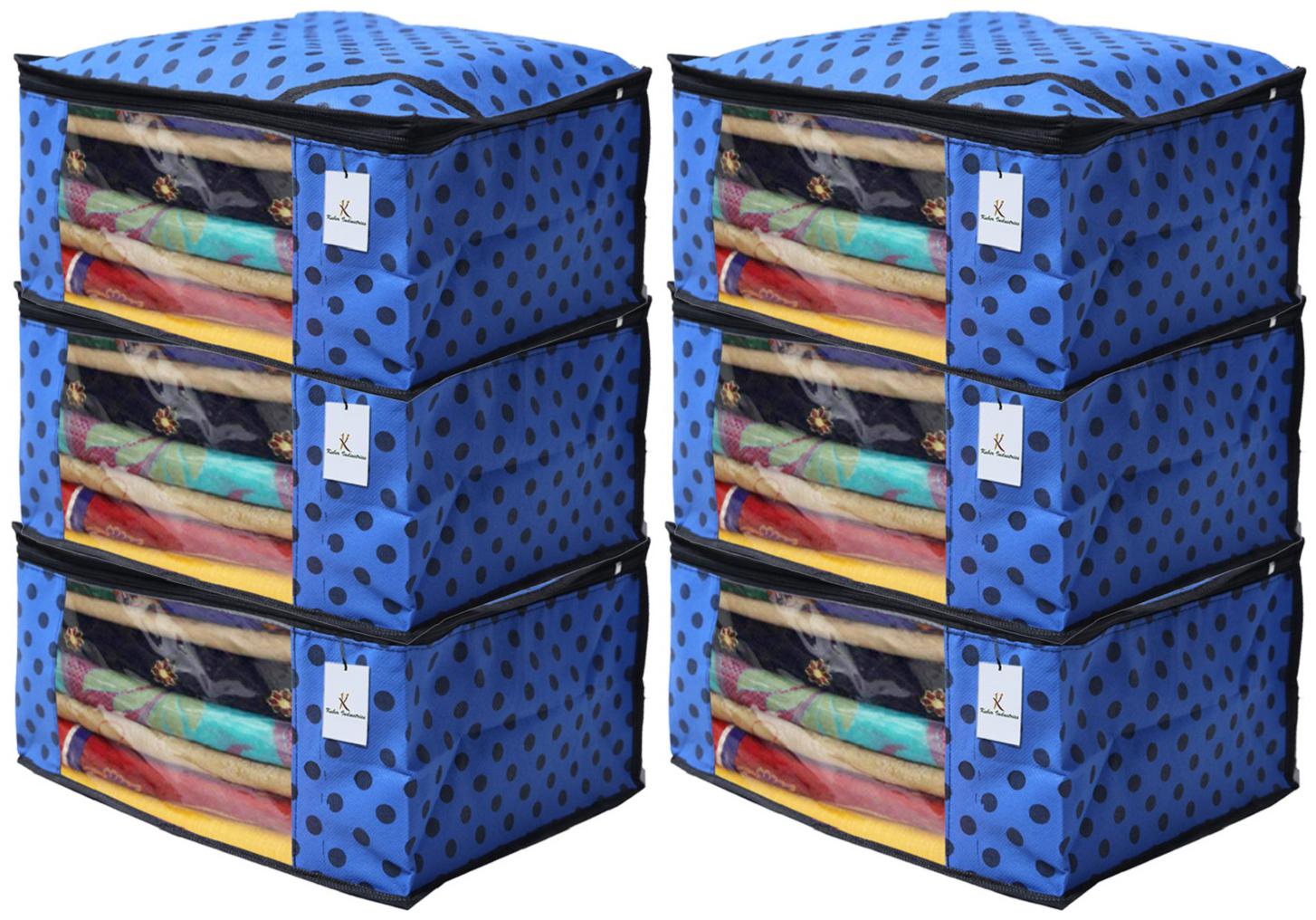 

Kuber Industries 6 pc Non Woven Saree Cover Set Royal Blue CTHH11697