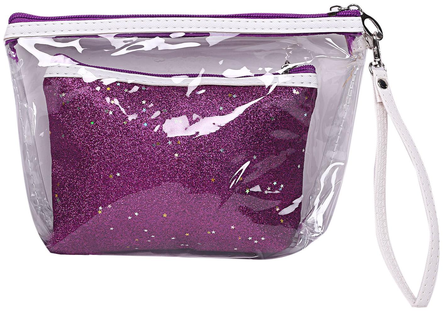 

Kuber Industries 2 Piece Waterproof Toiletries Make Up Pouch Organizer Travel Pouch Set Purple - CTHH13323