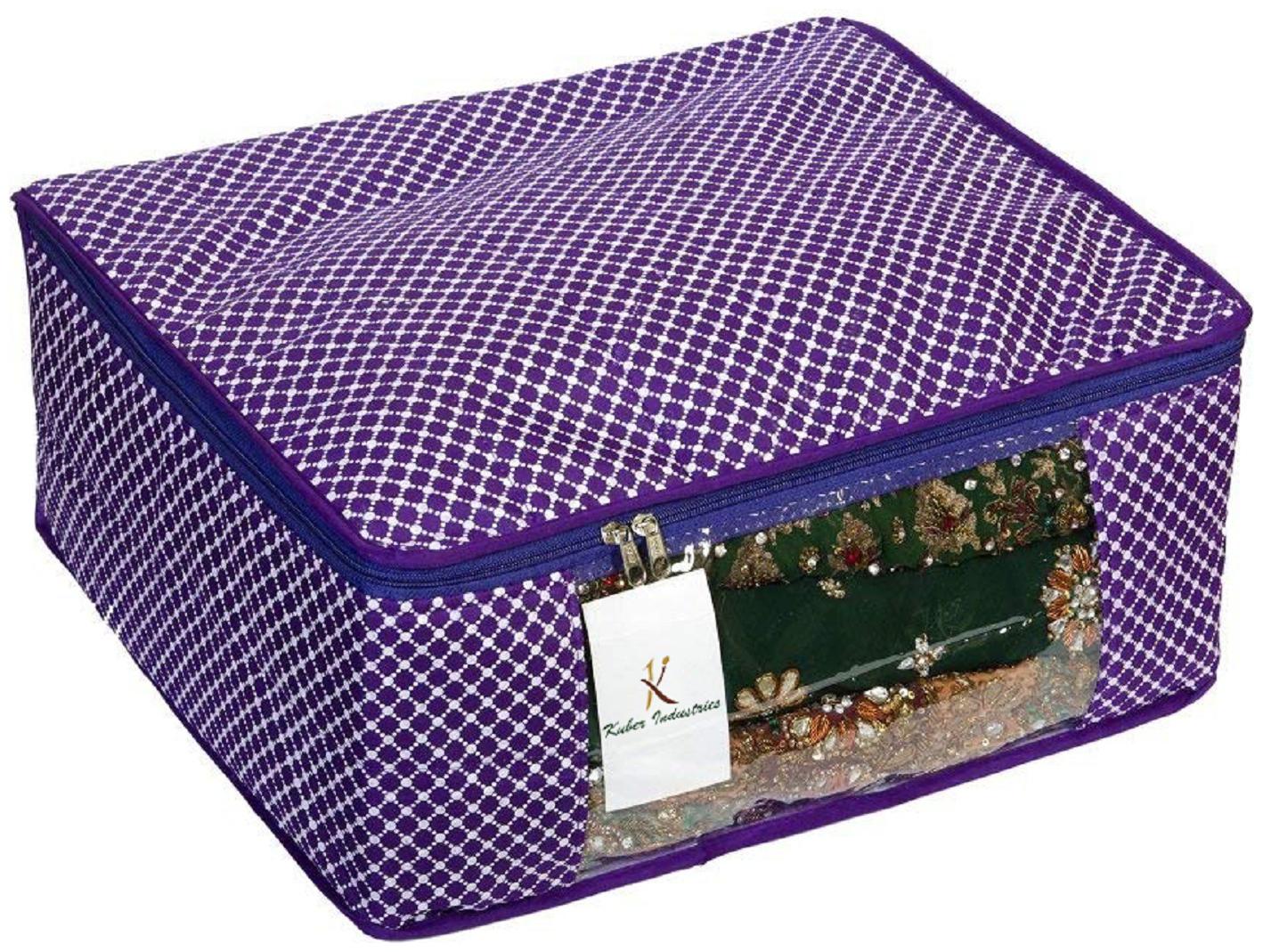 

Kuber Industries Cotton Hathkadi Print Saree Cover (Purple) CTHH11374