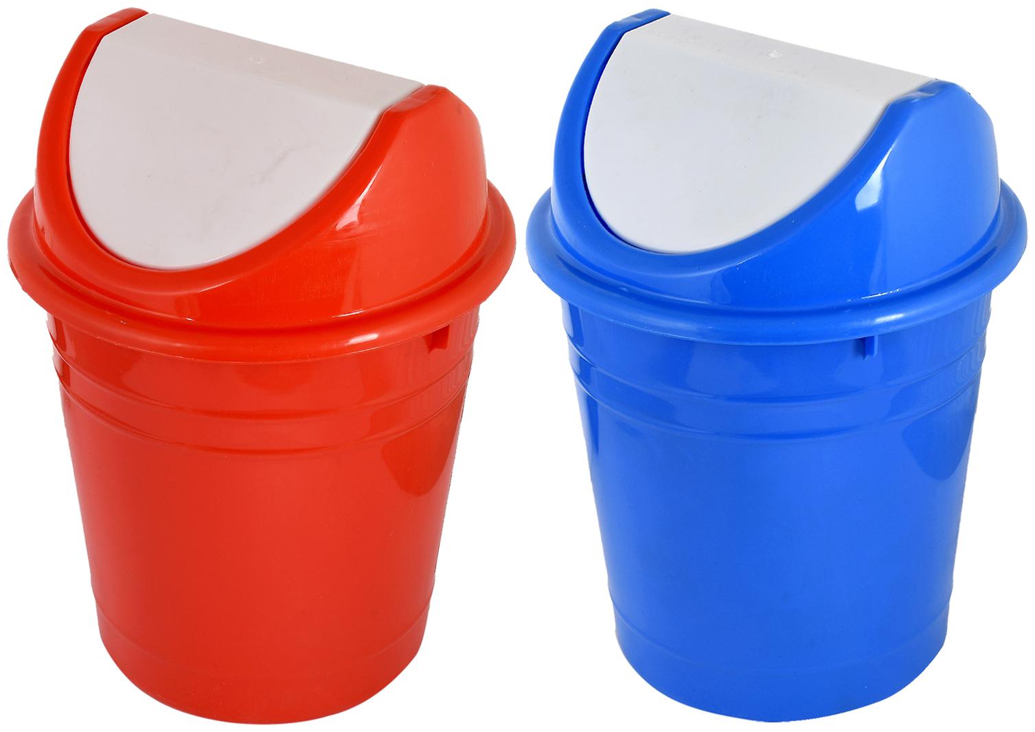 

Kuber Industries Plastic 2 pcs Medium Size Swing Lid Garbage Waste Dustbin for Home Office Factory 10 L (Red Blue) - CTHH18101
