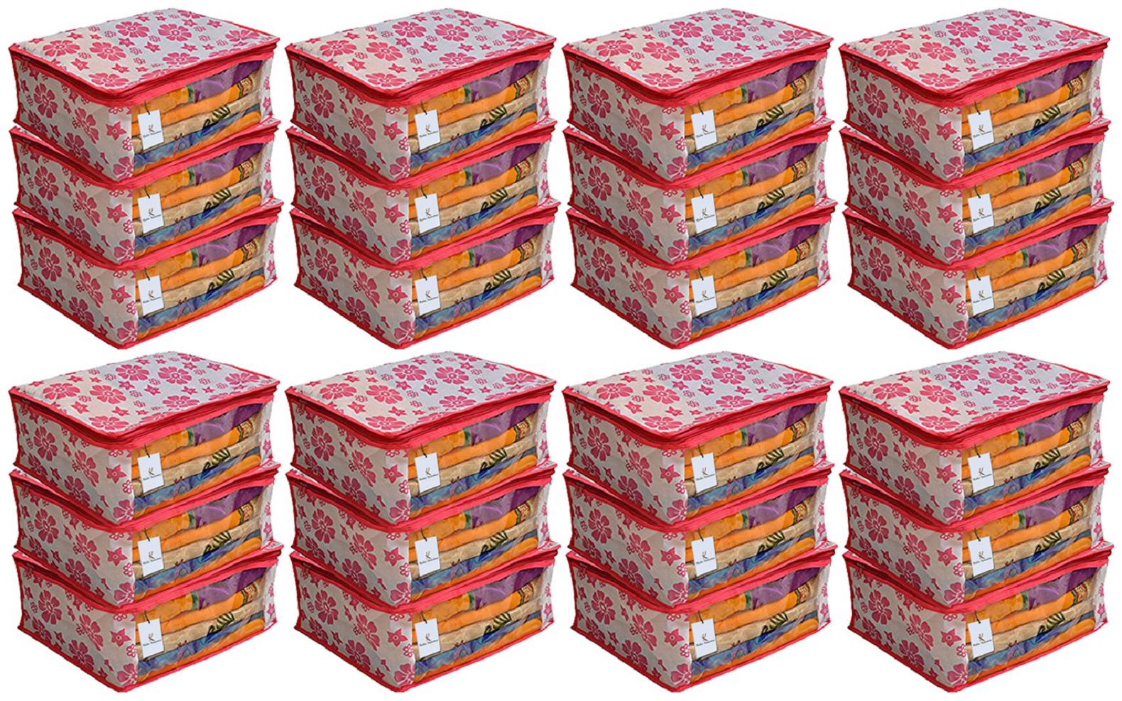 

Kuber Industries 24 pc Non Woven Saree Cover Set Pink CTHH11715