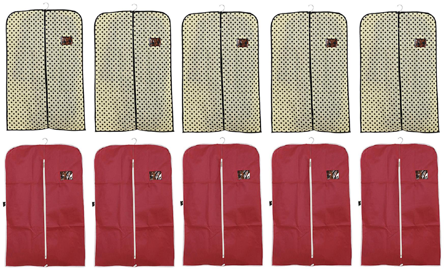 

Kuber Industries 10 pcs Non Woven Coat Blazer Cover (Maroon Cream) CTHH10165